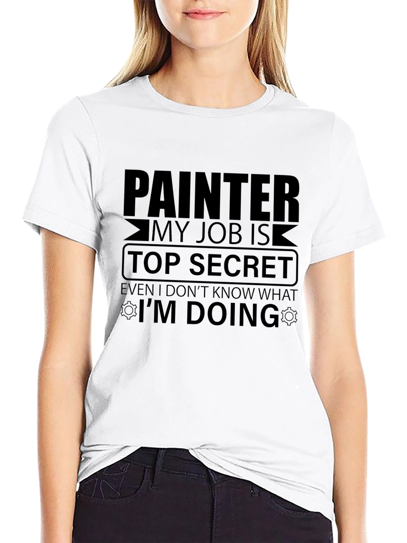 Black Painter Top Secret Job T-Shirt - Funny Graphic Tee view 9
