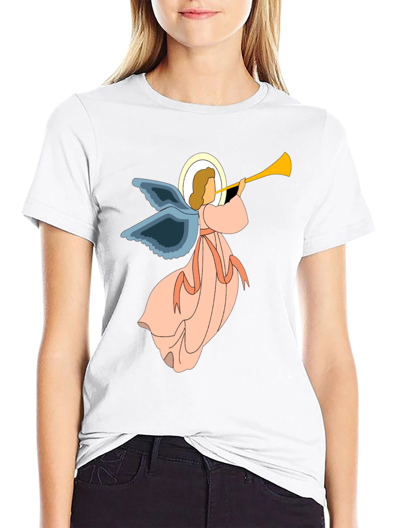 Black Angel Trumpet Graphic Tee - Unisex Black T-Shirt view 9