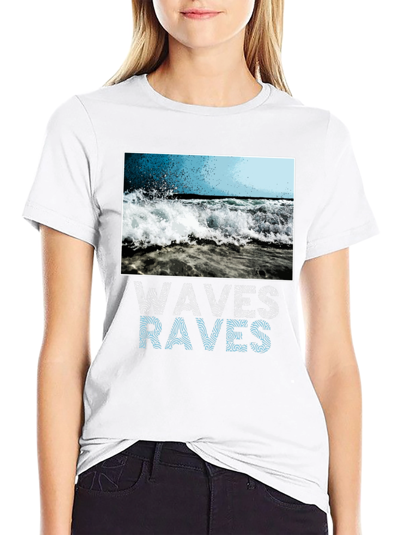Black Waves Graphic T-Shirt - Ocean Lover view 9