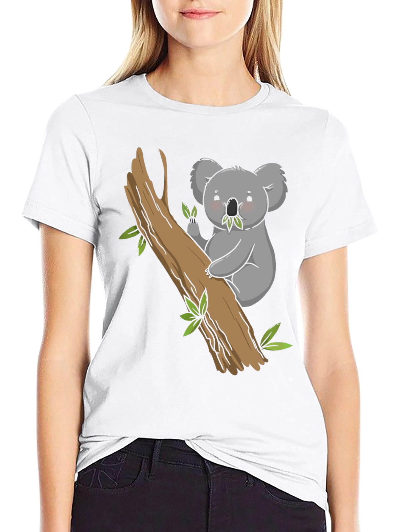 Black Cute Koala Bear Tree T-Shirt view 9