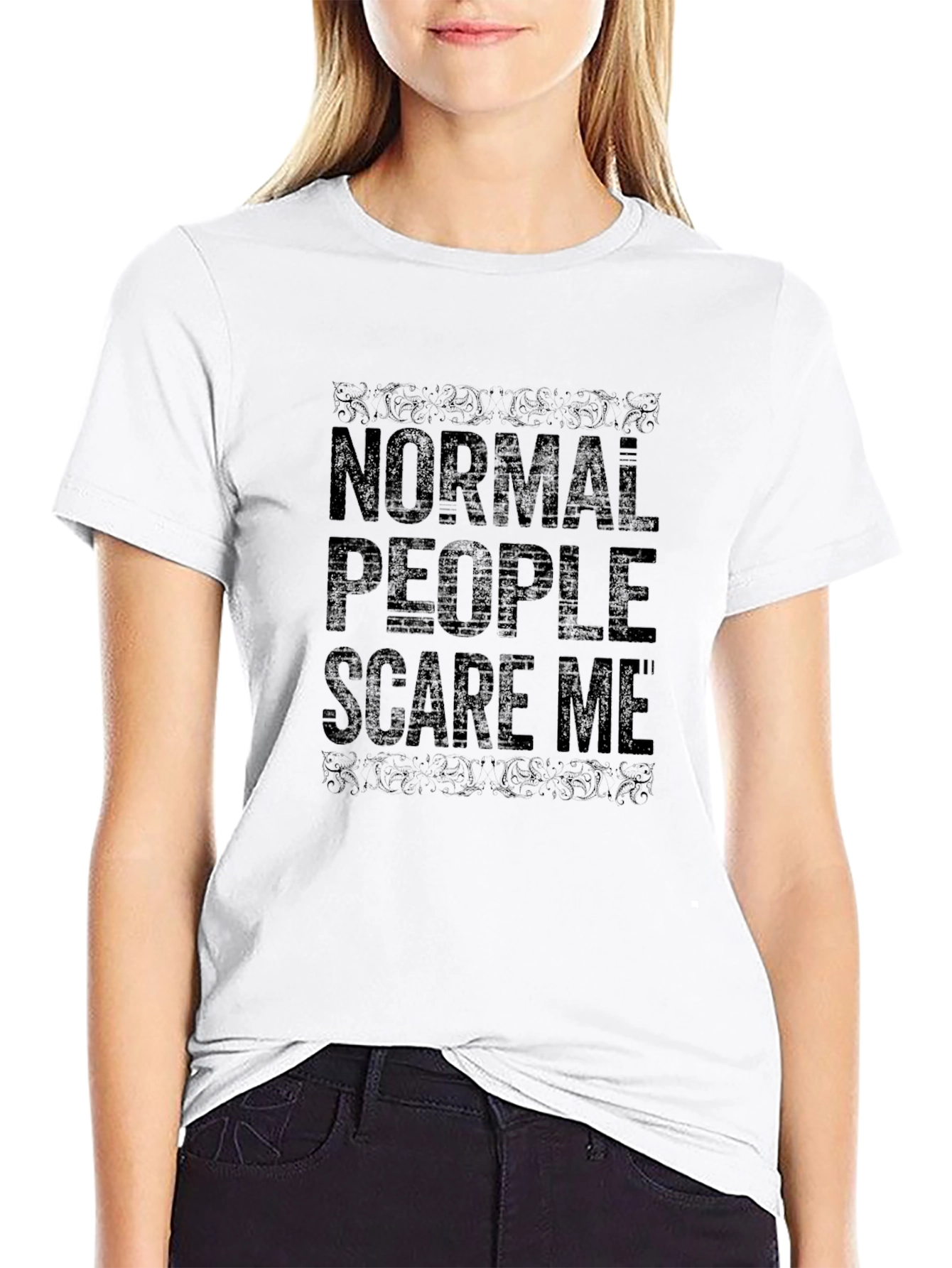 Black Normal People Scare Me T-Shirt - Black view 9