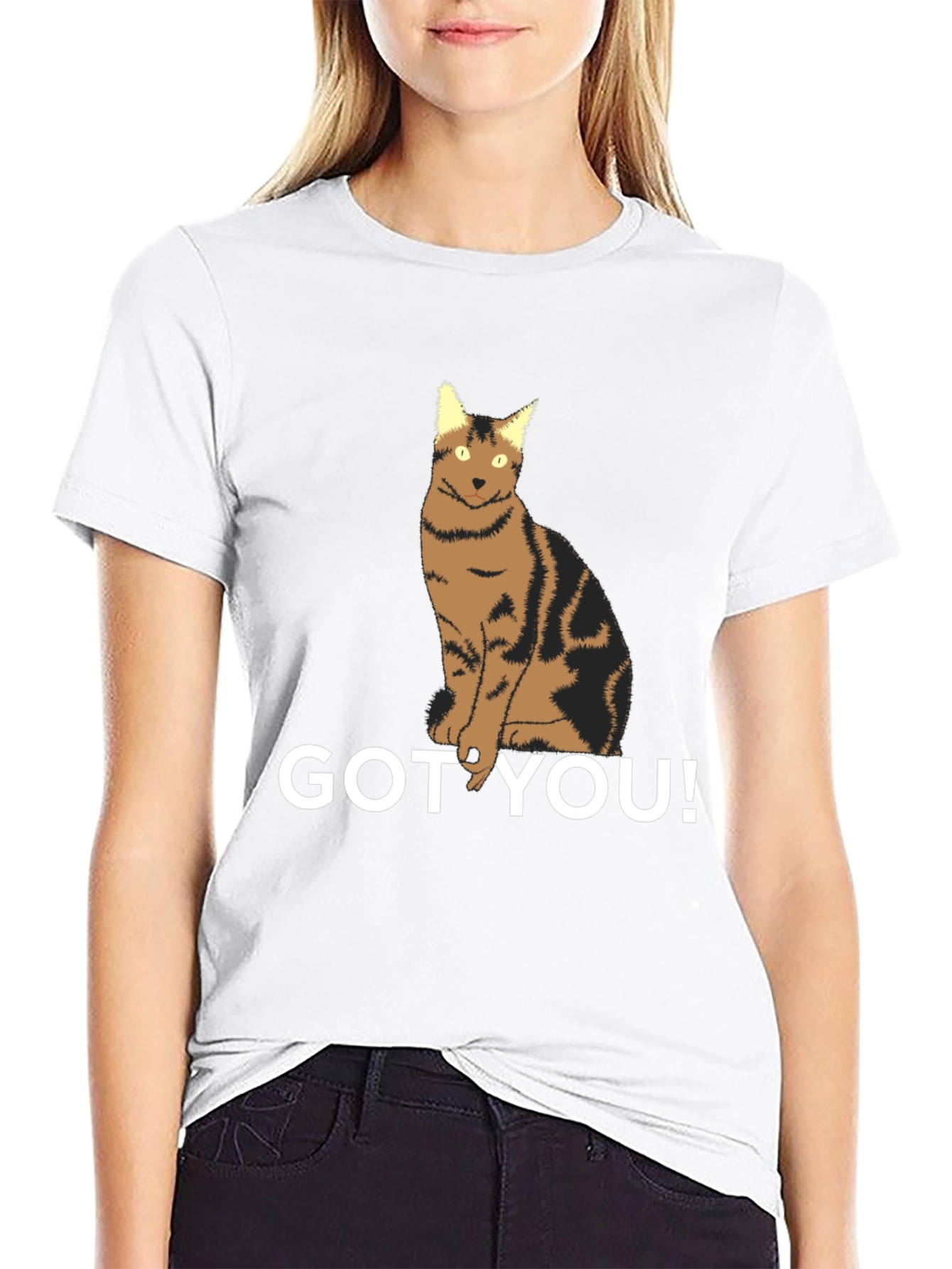 Black Got You! Cat Graphic T-Shirt - Unisex Black Tee view 9