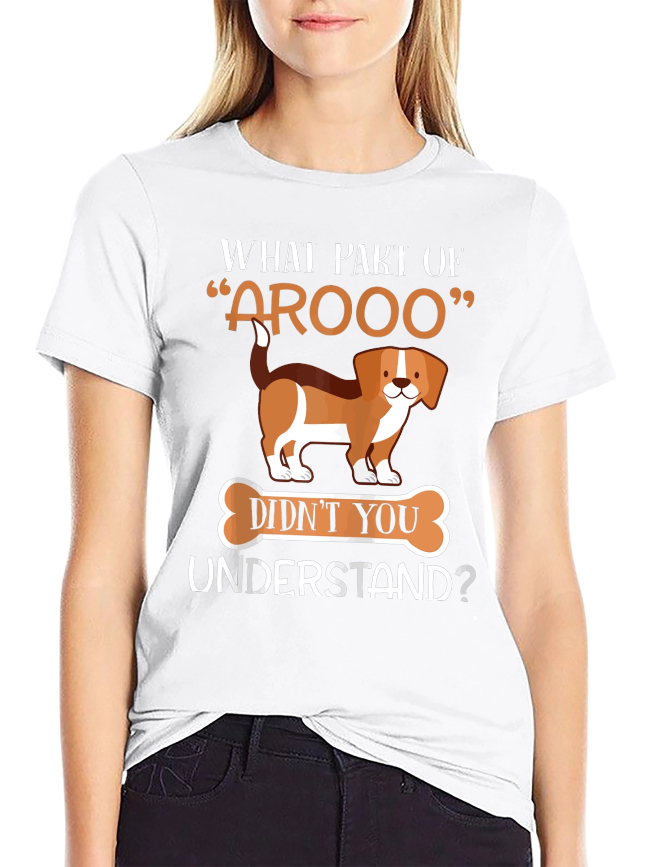 Black Funny "Arooo" Dog Lover T-Shirt view 9