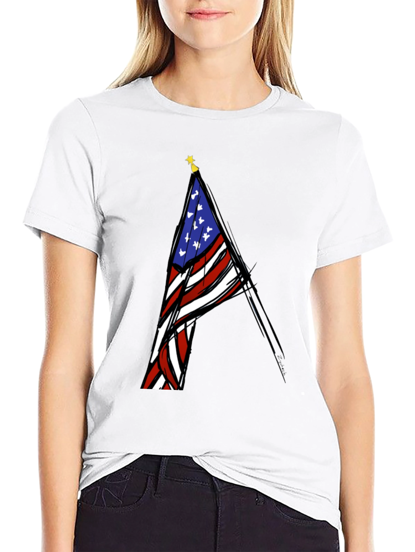 Black USA Flag Graphic T-Shirt - Patriotic Fashion view 9