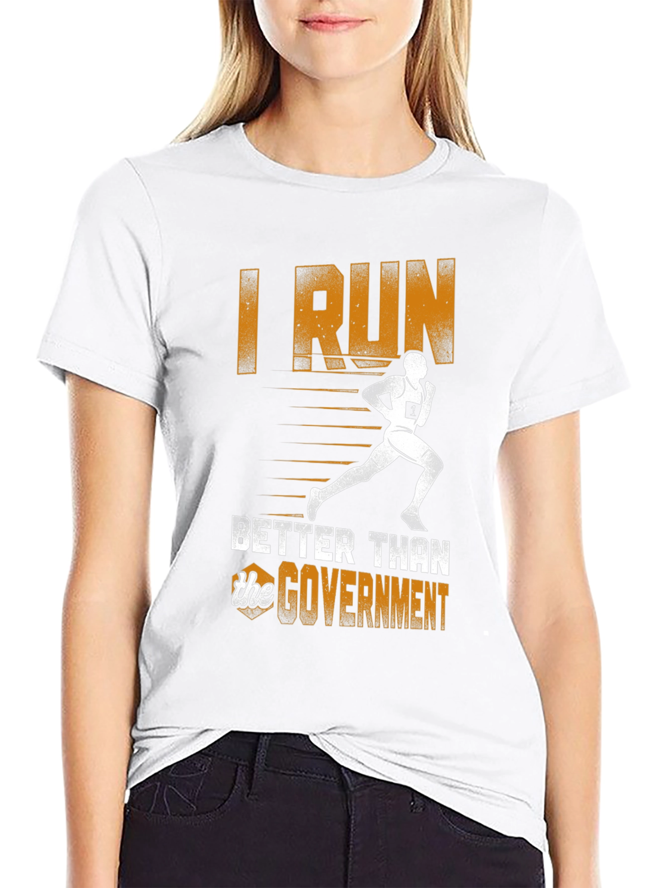 Black I Run Better Than the Government T-Shirt view 9