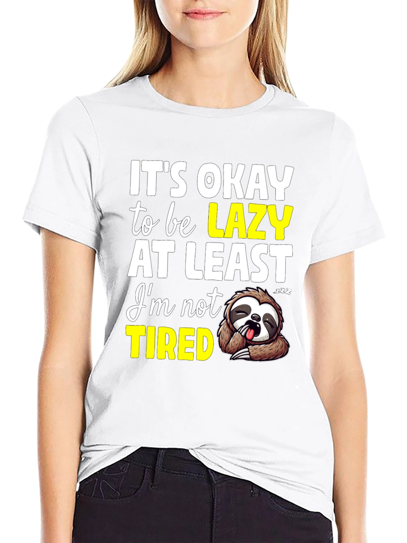 Black Lazy Sloth Graphic T-Shirt - Comfortable & Funny view 9
