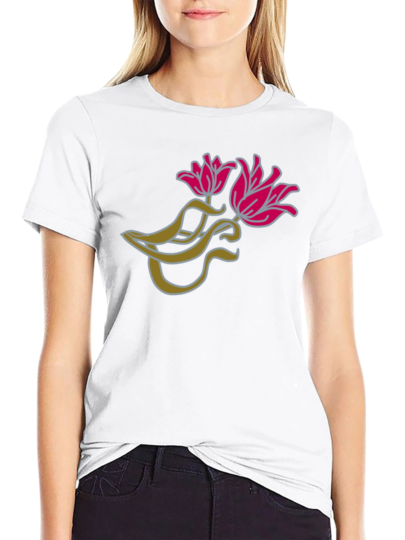 Black Floral Graphic Black T-Shirt for Men view 9