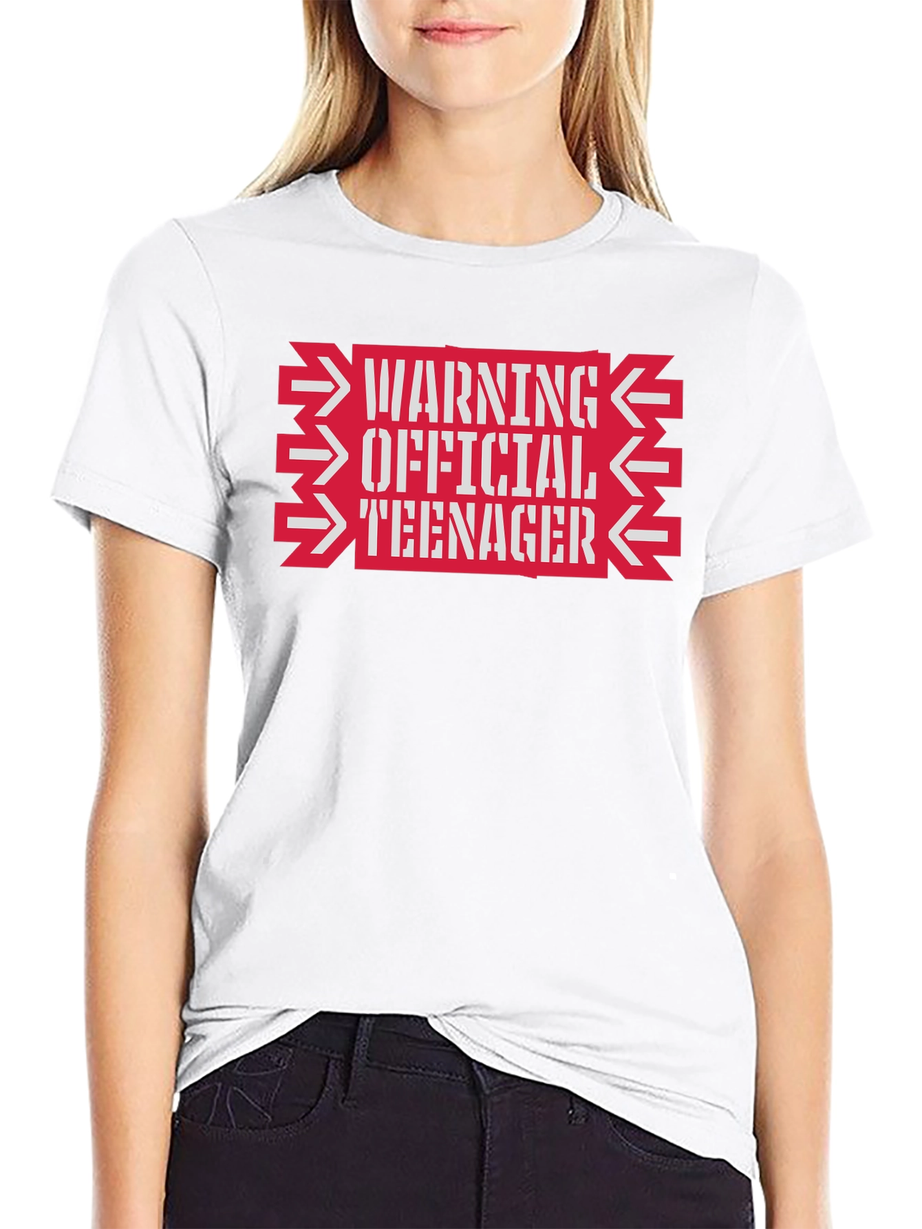Black Warning Official Teenager Graphic Tee view 9