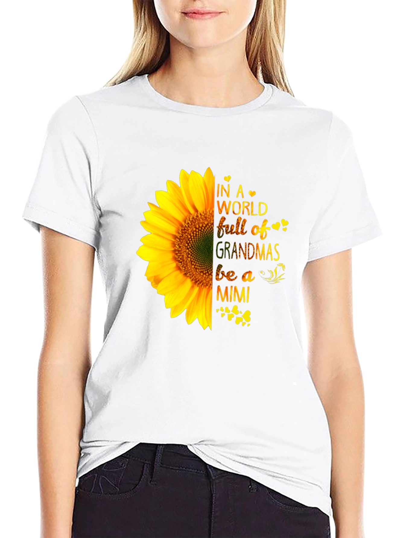 Black Sunflower Grandmas Mimi Black T-Shirt view 9