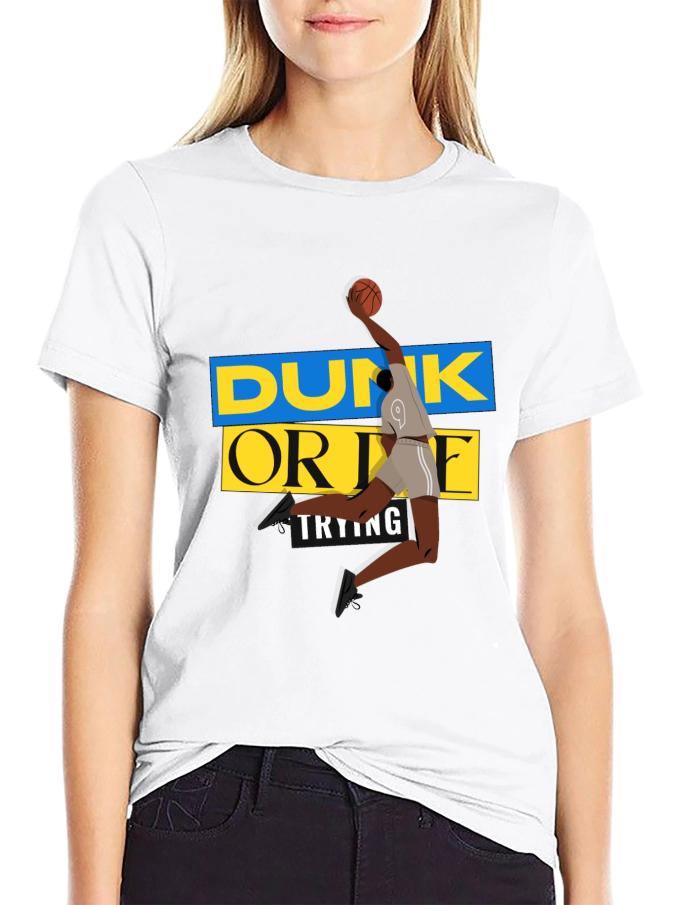 Dunk Or Die Trying Men's Black Graphic Tee - 9