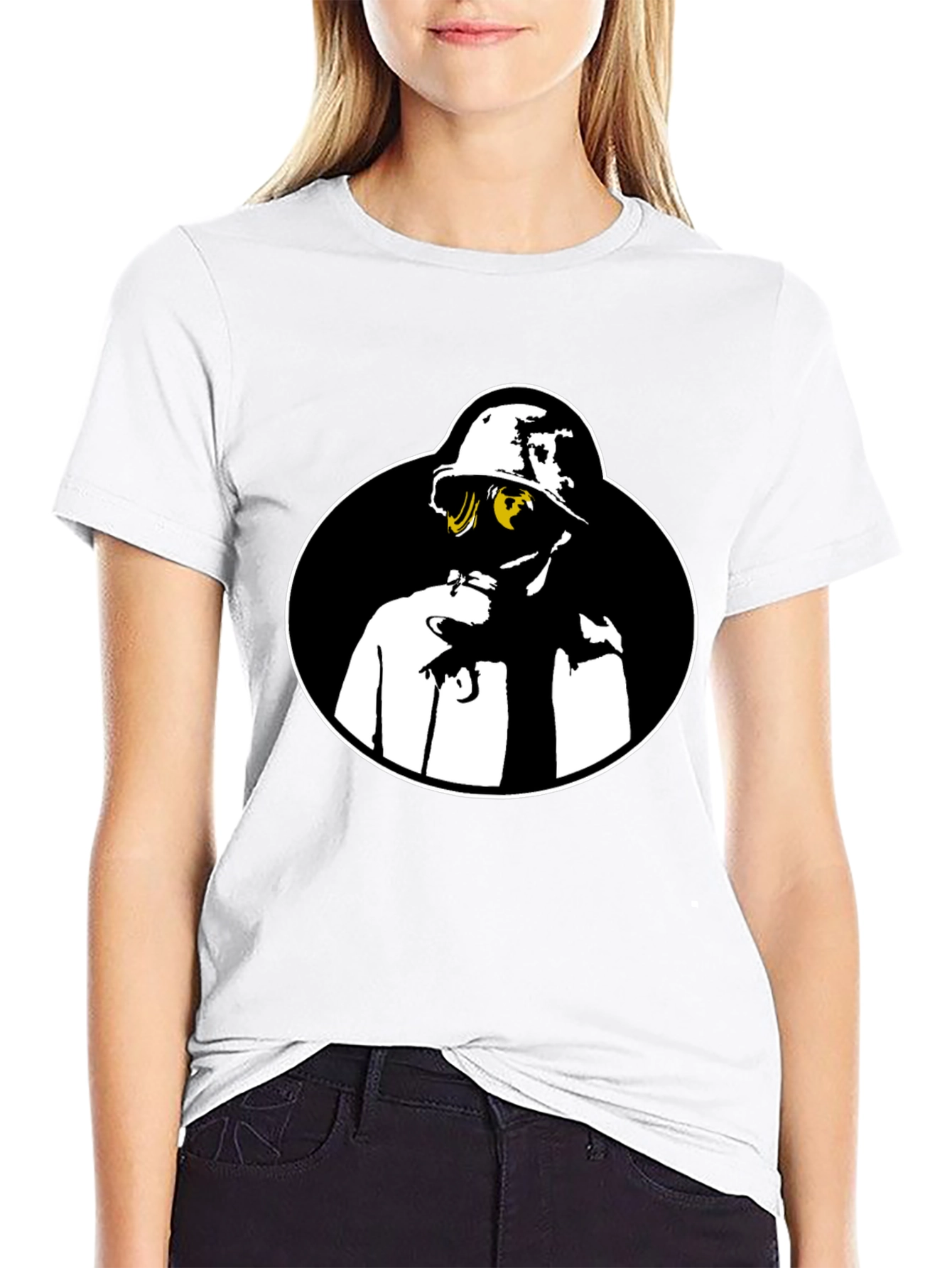 Black Gas Mask Graphic Tee - Black Crew Neck Shirt view 9