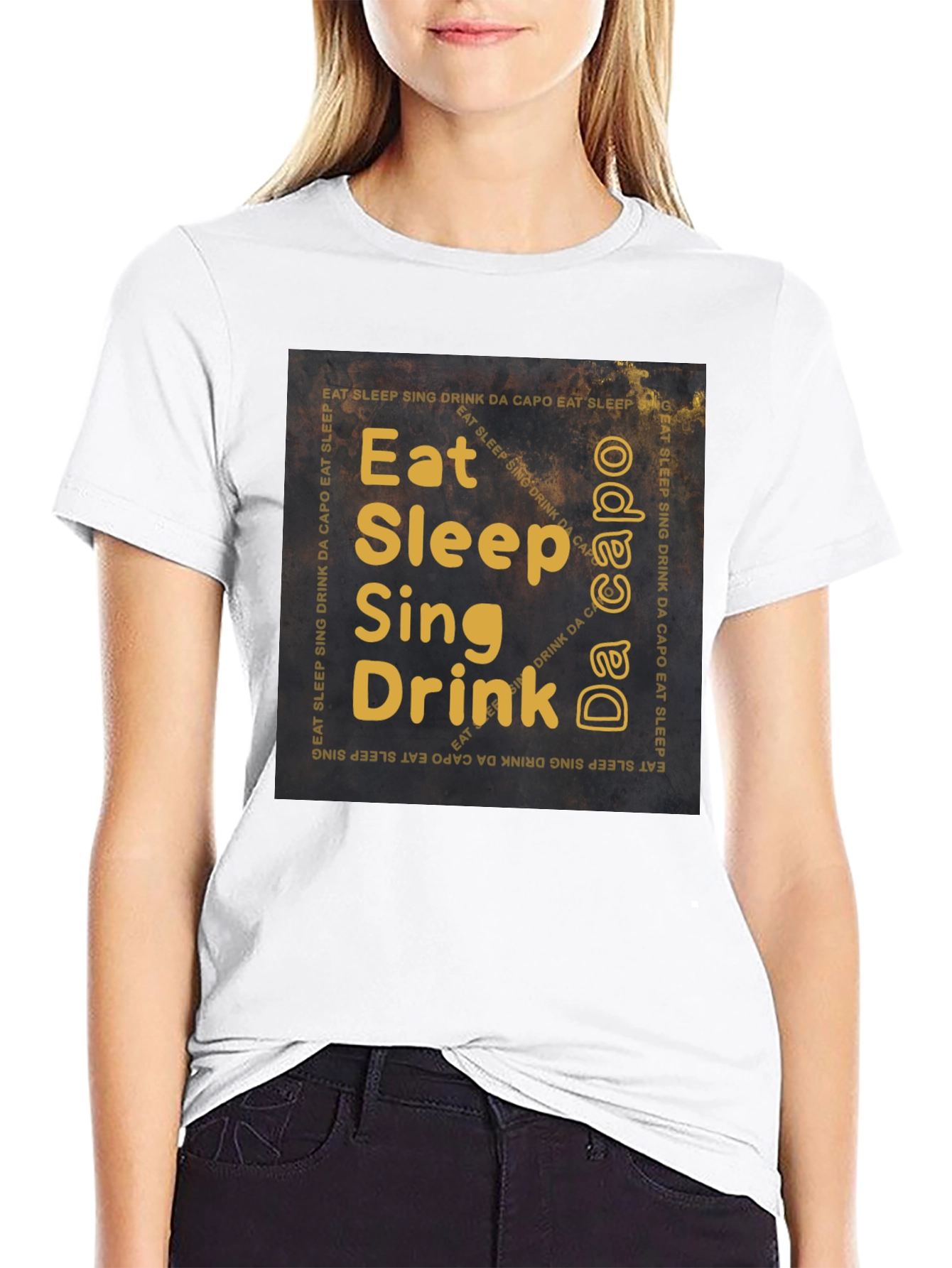 Black Eat Sleep Sing Drink T-Shirt - Musician's Daily Life view 9