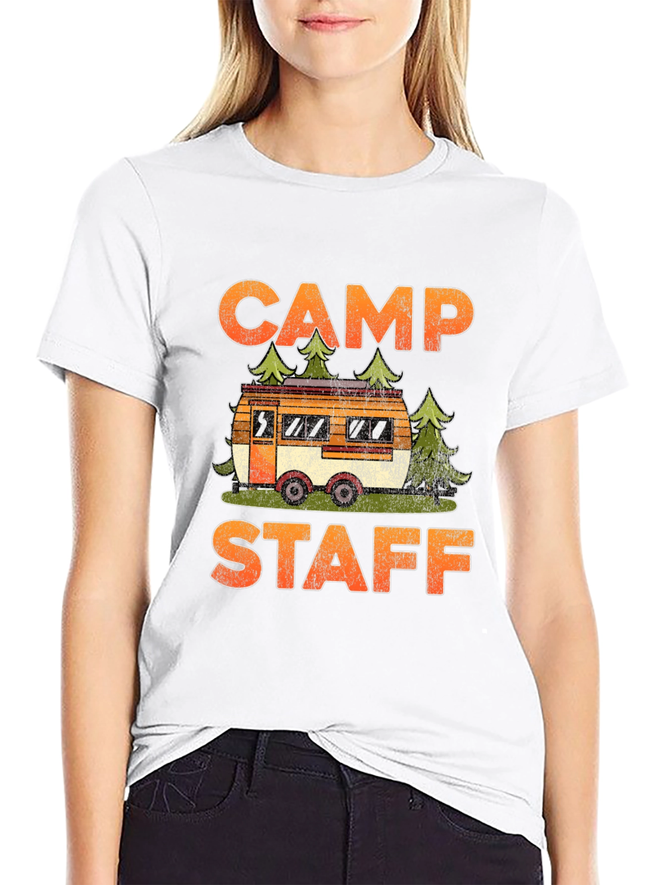 Black Camp Staff Graphic Tee - Camping Adventure T-Shirt view 9