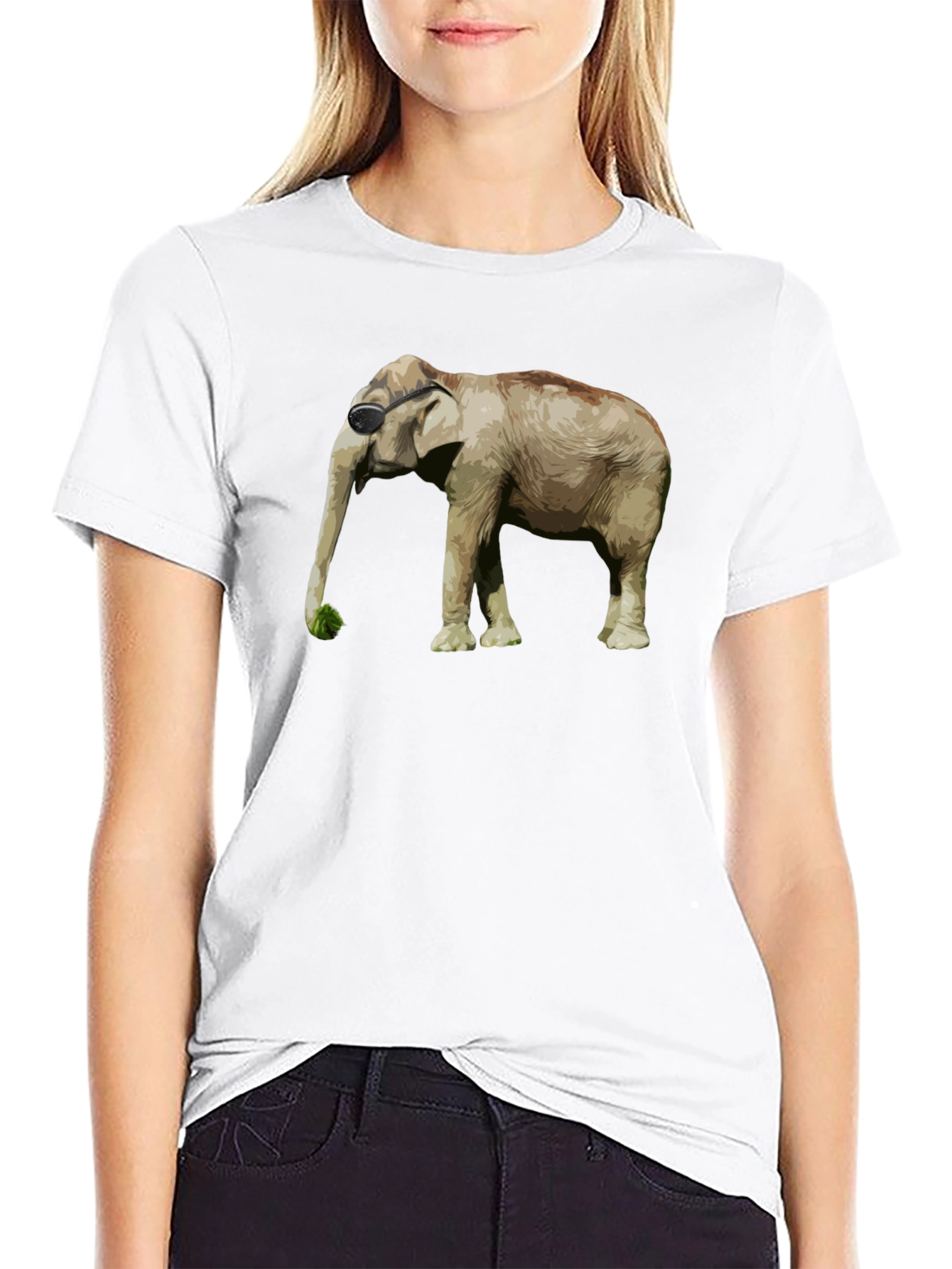 Black Cool Elephant Graphic Tee - Black Cotton Blend view 9