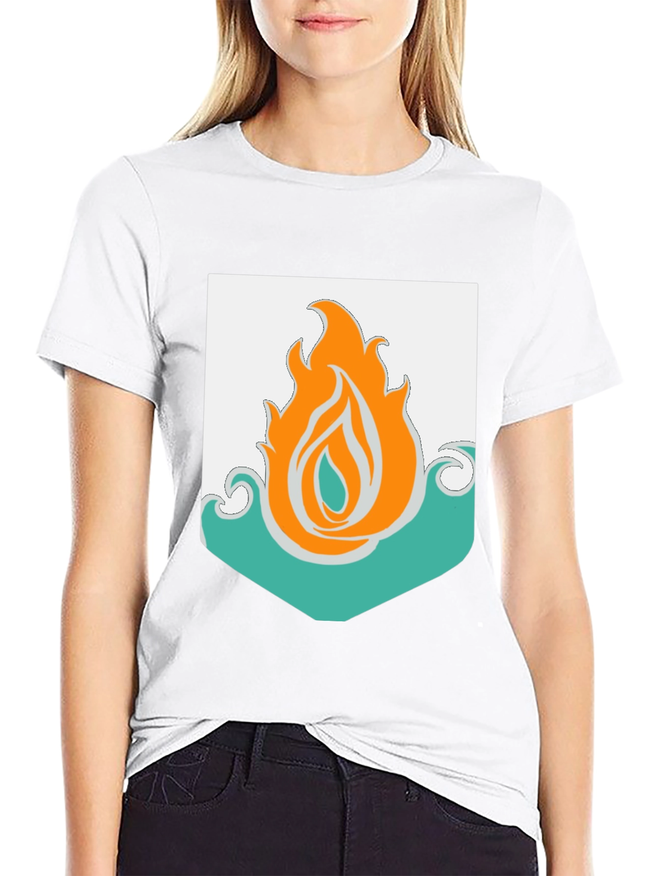 Black Fire and Water Graphic Tee - Black Cotton Blend T-Shirt view 9