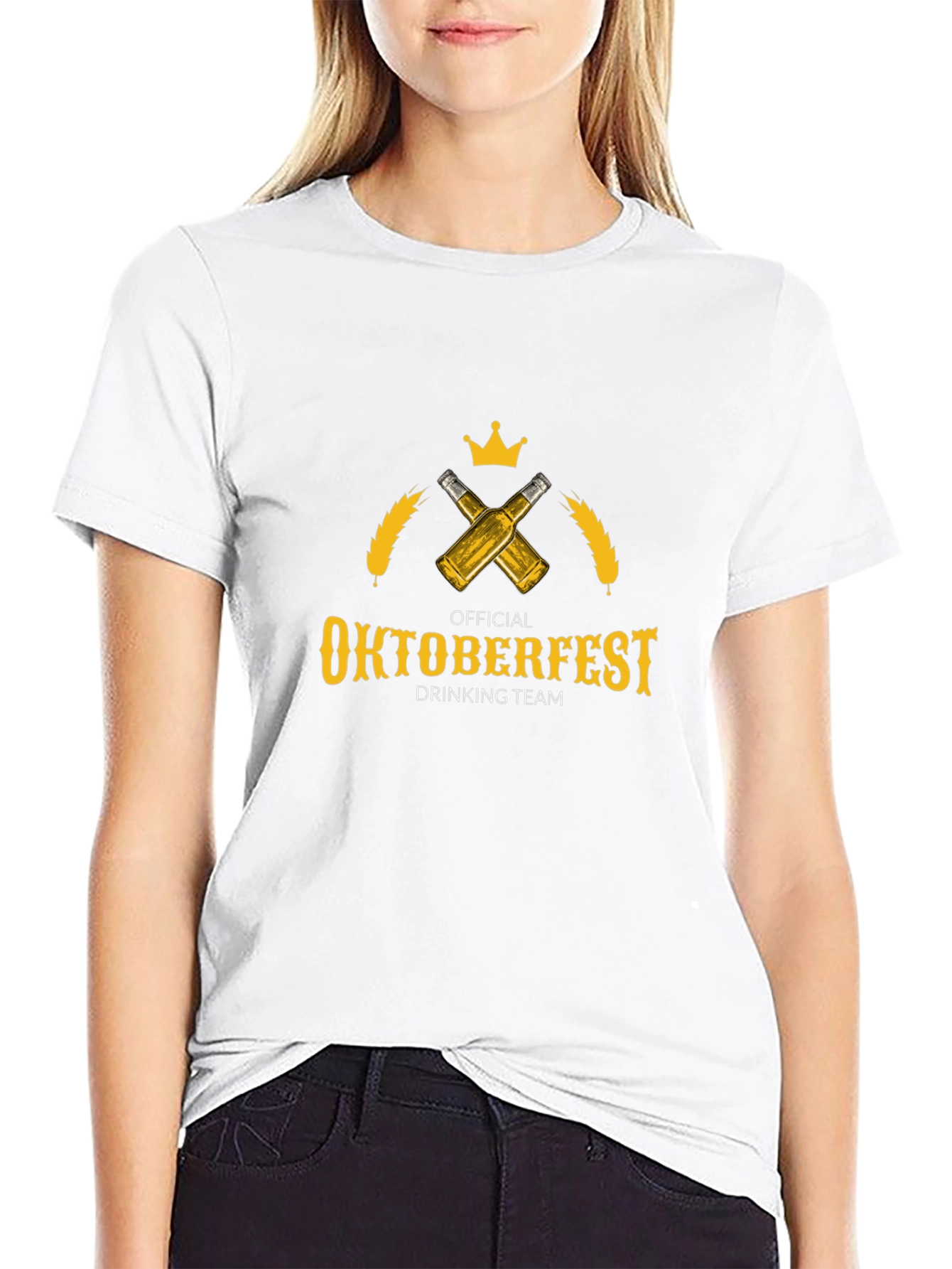 Black Oktoberfest Drinking Team T-Shirt - Beer & Crown Design view 9