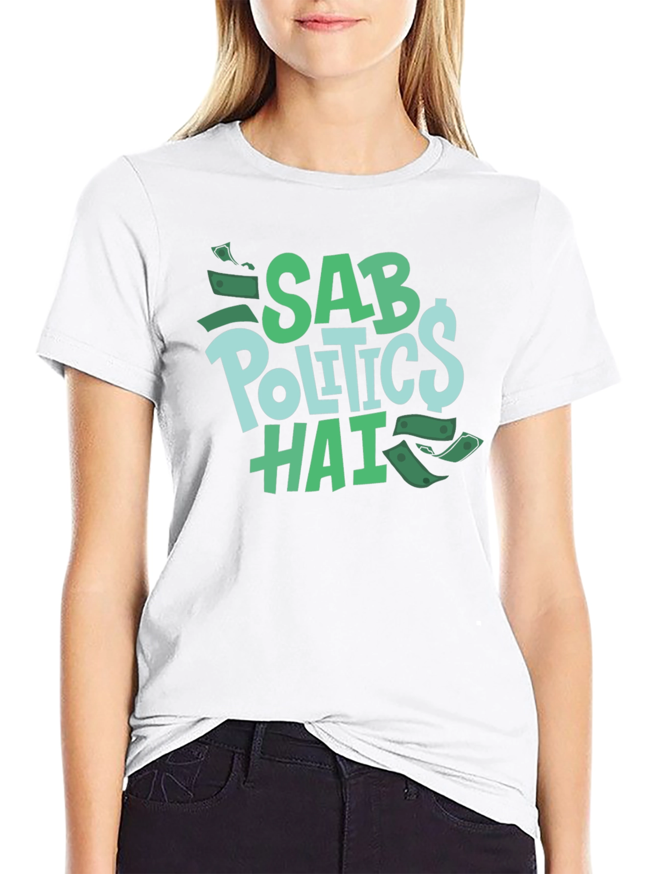 Black Sab Politics Hai T-Shirt - Unique Design view 9