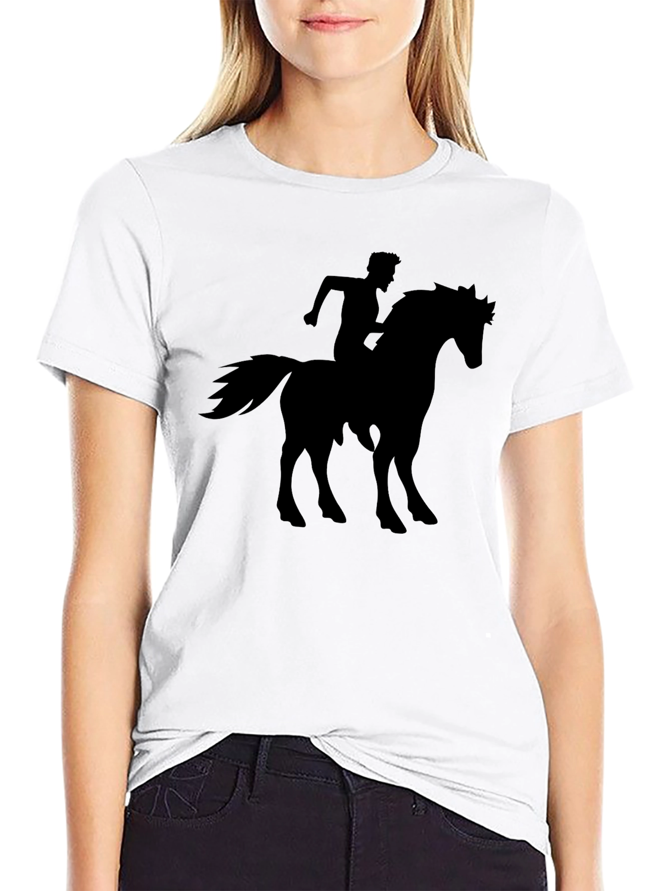 Black Black Horse Rider Graphic Tee - Cool Design view 9