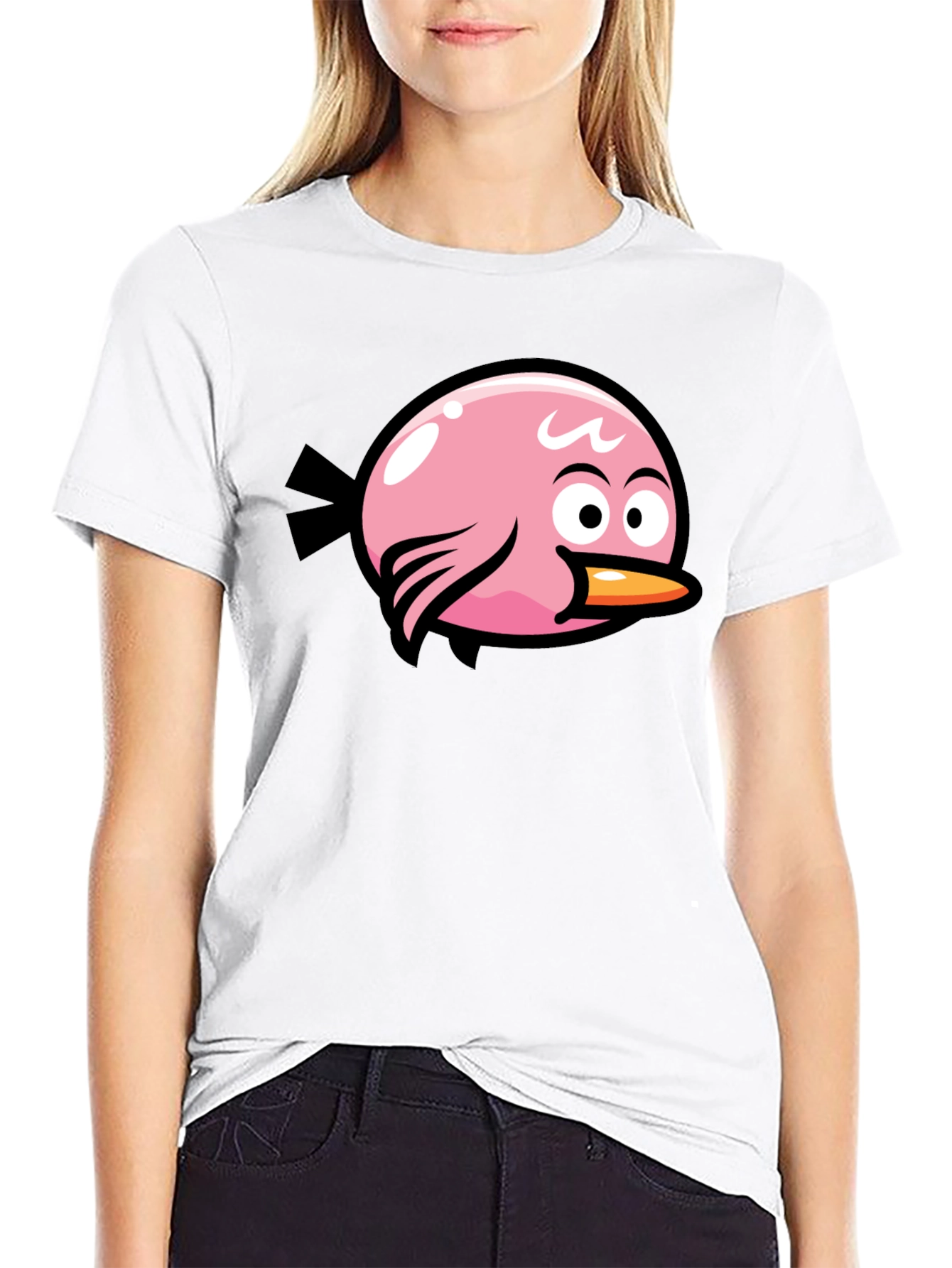 Angry Birds Pink Bird Black T-Shirt - 9