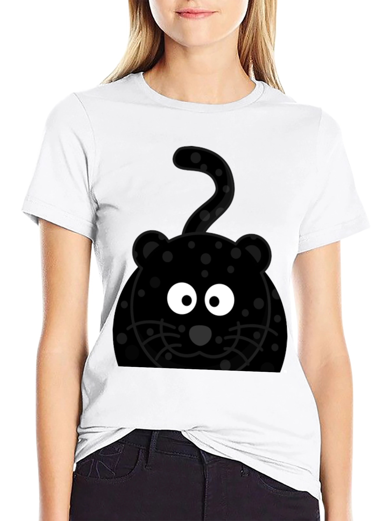 Black Fun Black Cat T-Shirt - Whimsical Design view 9
