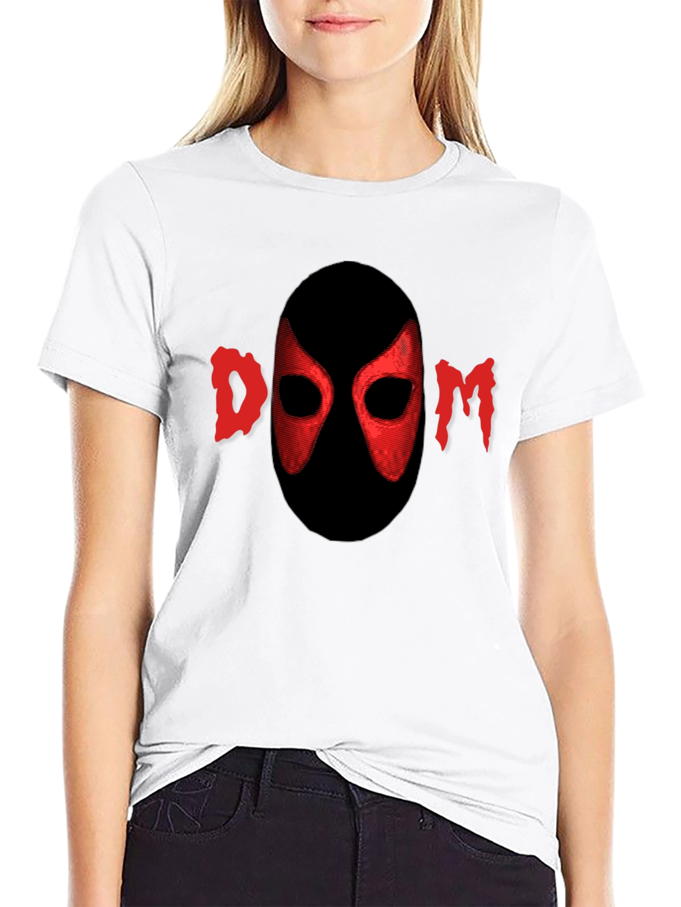 Black Red DOOM Mask Graphic Black T-Shirt view 9