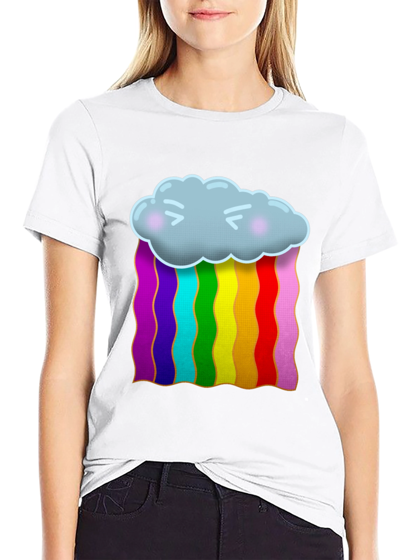 Black Rainbow Cloud Graphic T-Shirt view 9