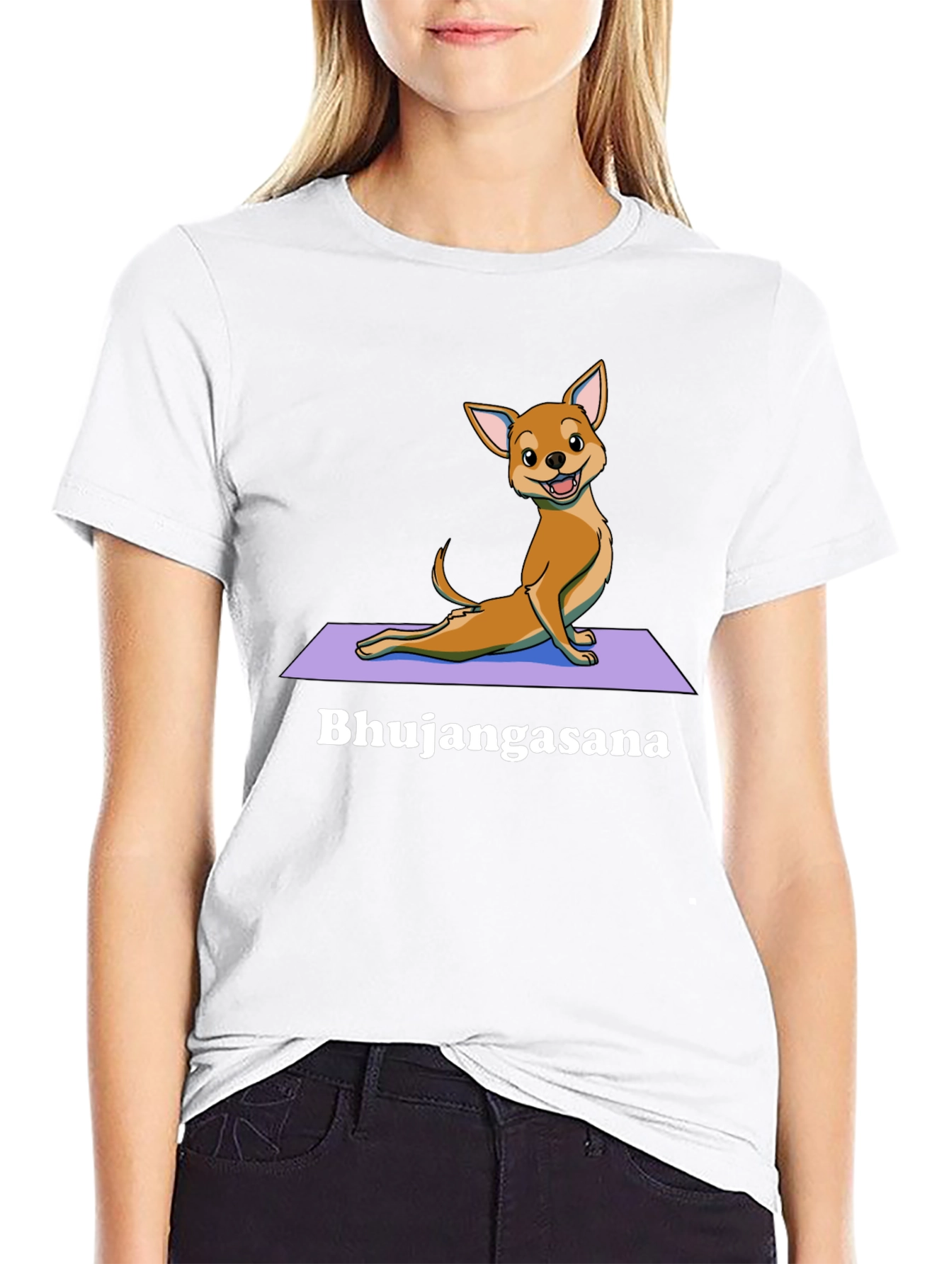 Black Yoga Dog T-Shirt - Bhujangasana Cobra Pose Tee view 9
