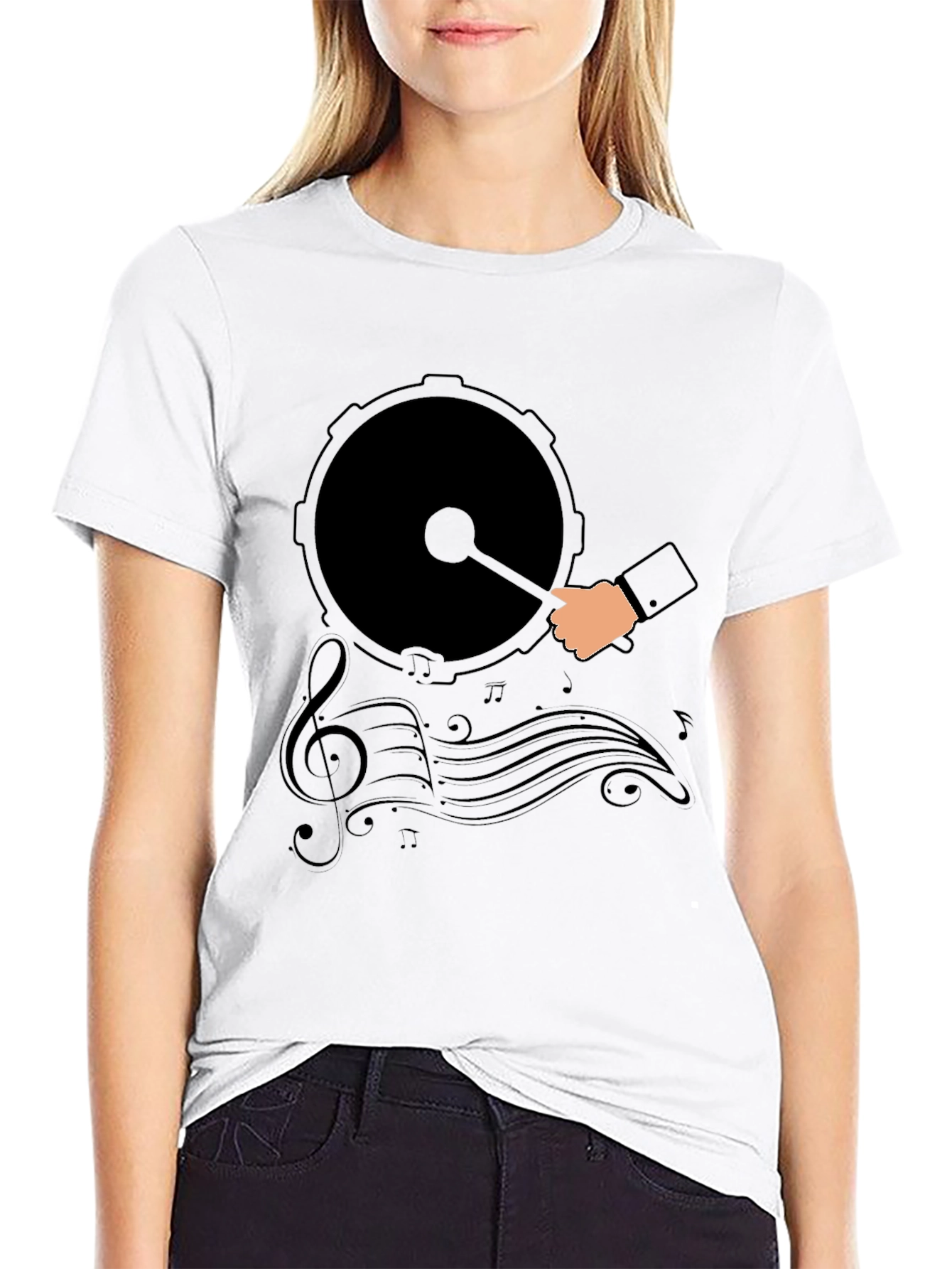 Black Drum and Music Graphic Tee - Black view 9