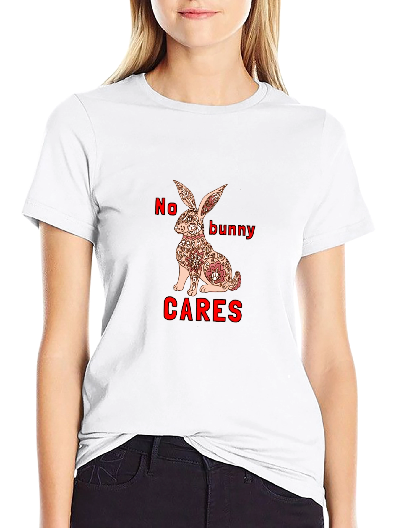 Black No Bunny Cares Black Graphic Tee view 9