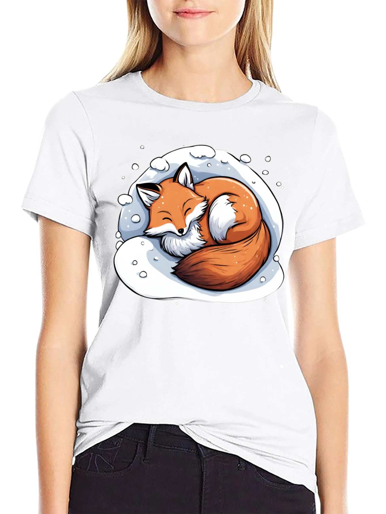 Black Cozy Fox Graphic T-Shirt - Soft & Stylish view 9