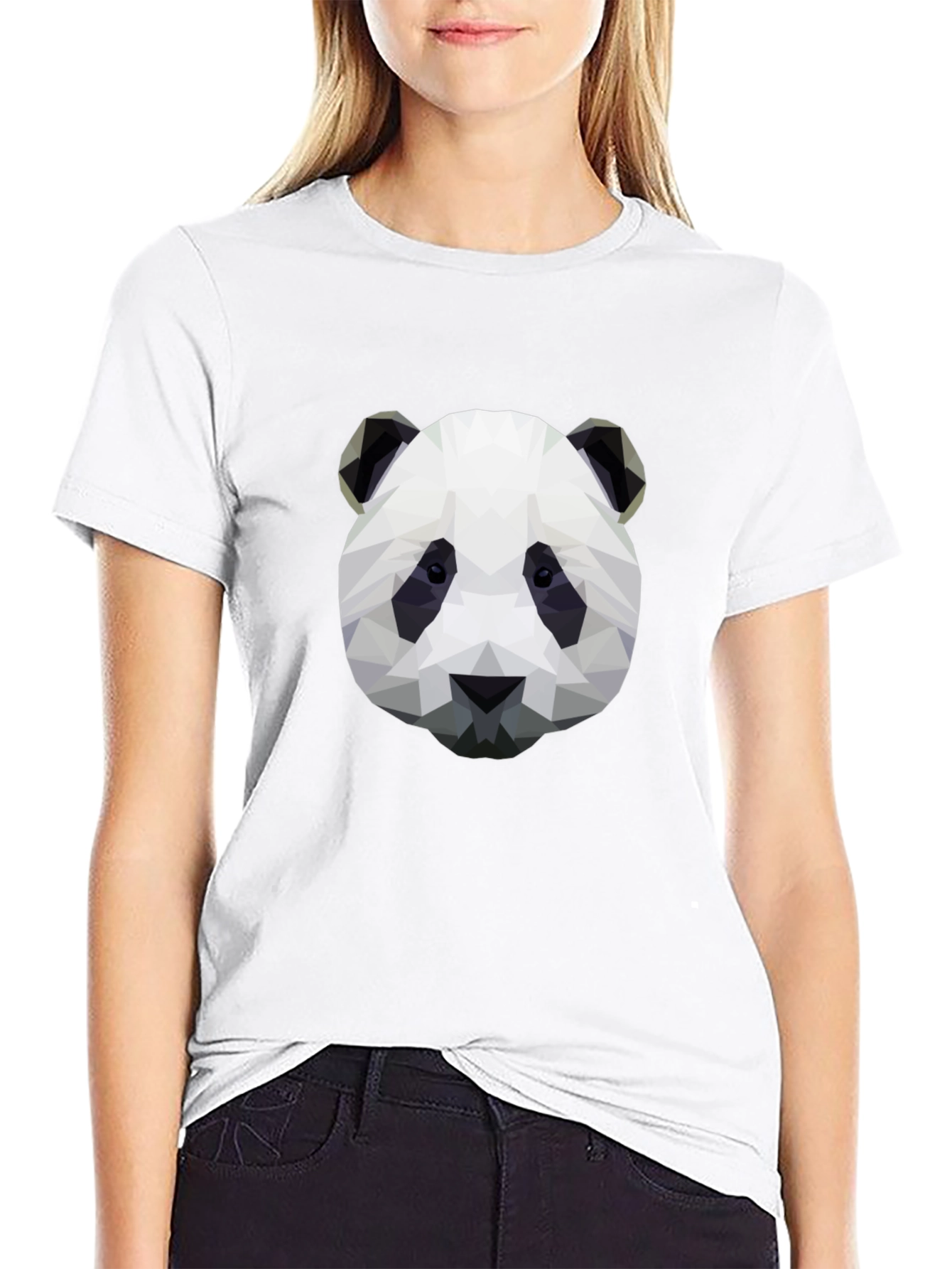 Geometric Panda Graphic T-Shirt - Black - 9