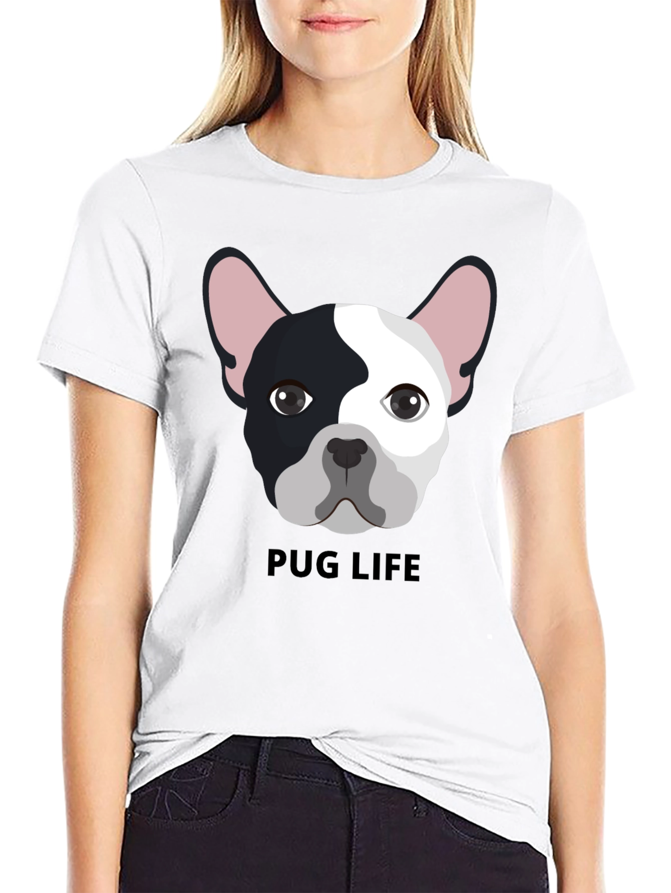 Black Pug Life Graphic Tee - Black Cotton T-Shirt view 9