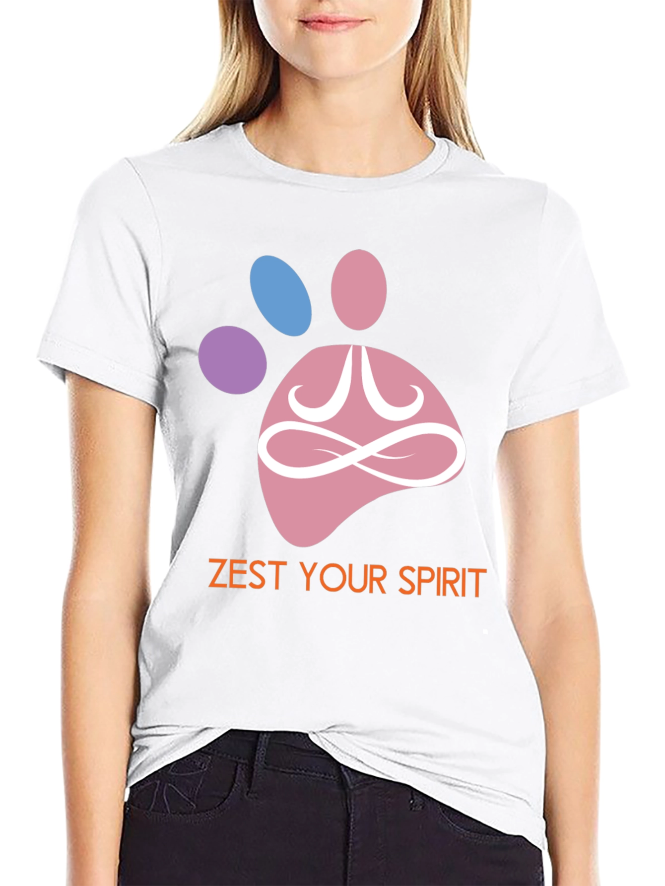 Black Zest Your Spirit T-Shirt - Zen Pet Paw Design view 9