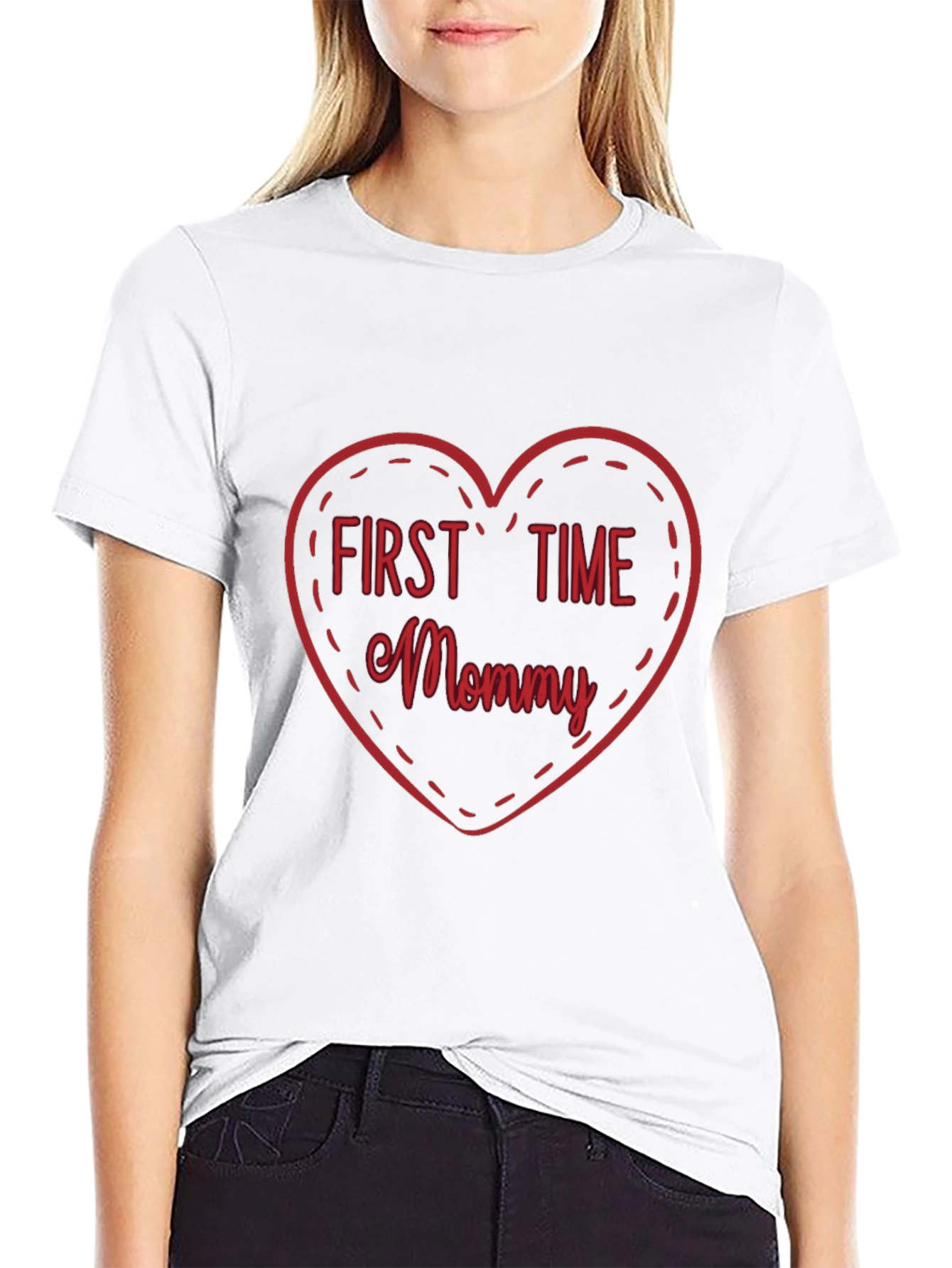 Black First Time Mommy Heart Tee - Soft Black T-Shirt view 9