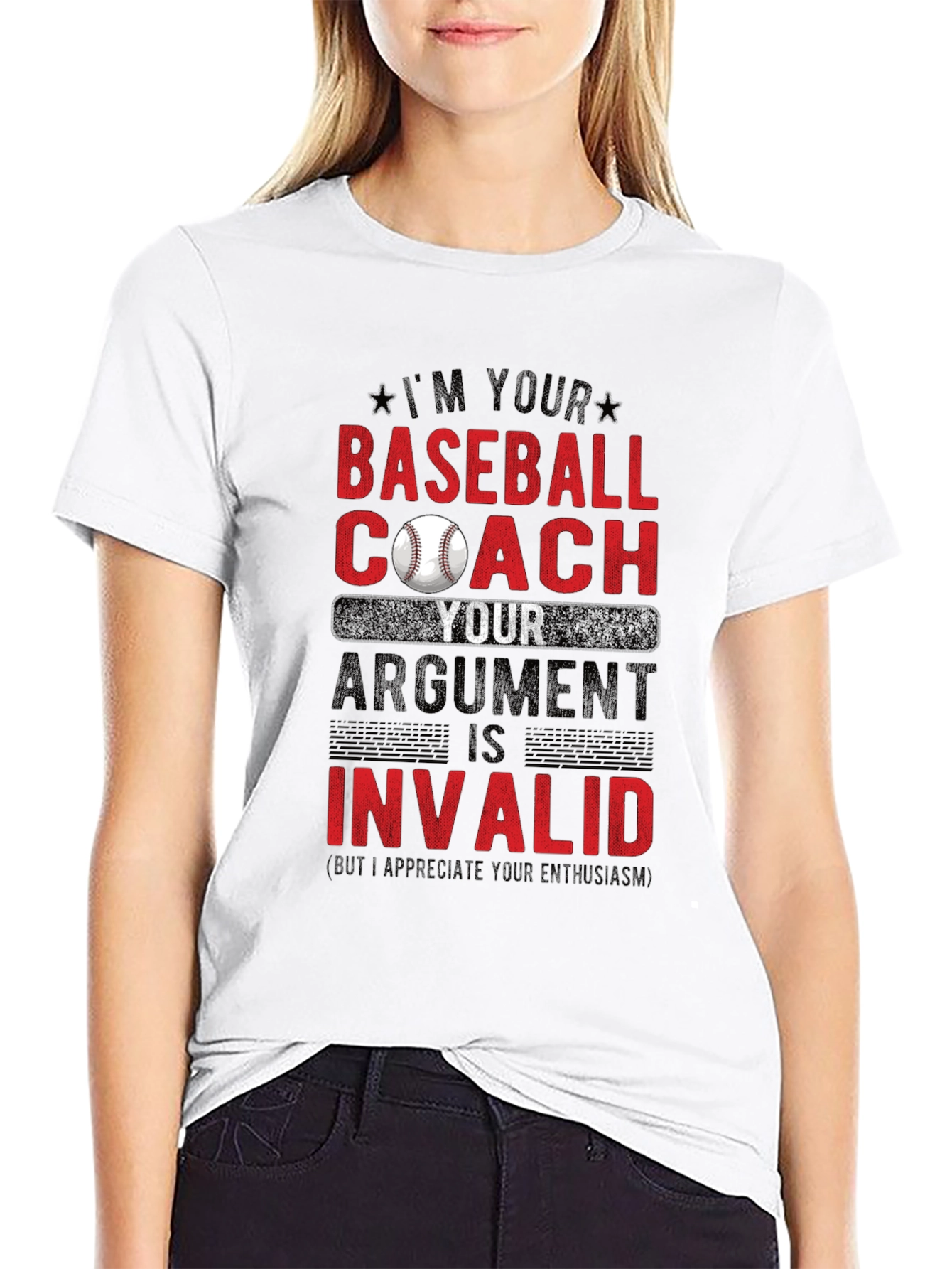 Black Baseball Coach T-Shirt - Argument Invalid view 9