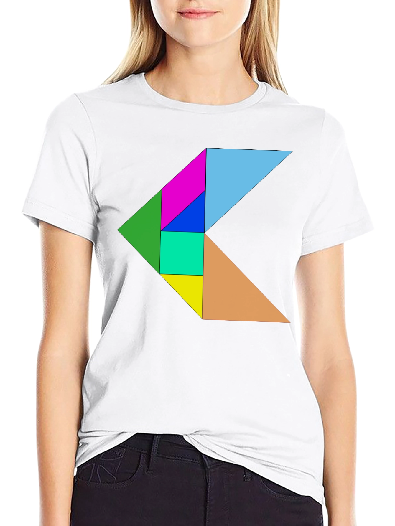 Black Geometric Puzzle Design Black T-Shirt view 9
