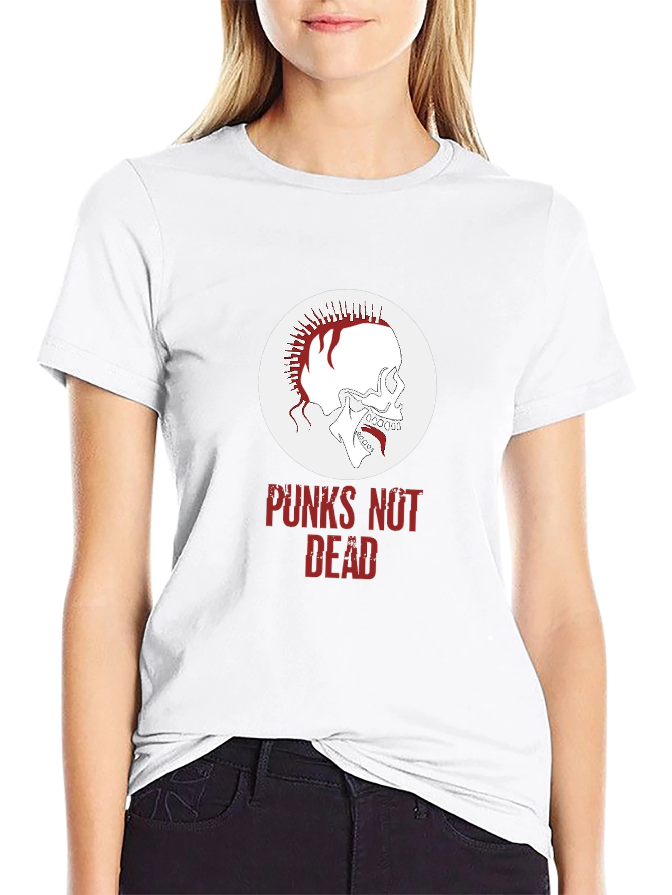 Black Punk Skull Graphic Tee - Punx Not Dead T-Shirt view 9