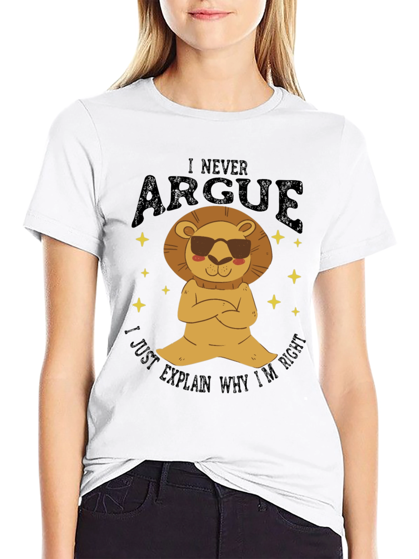 Black I Never Argue Lion Graphic T-Shirt - Funny Men's Tee view 9