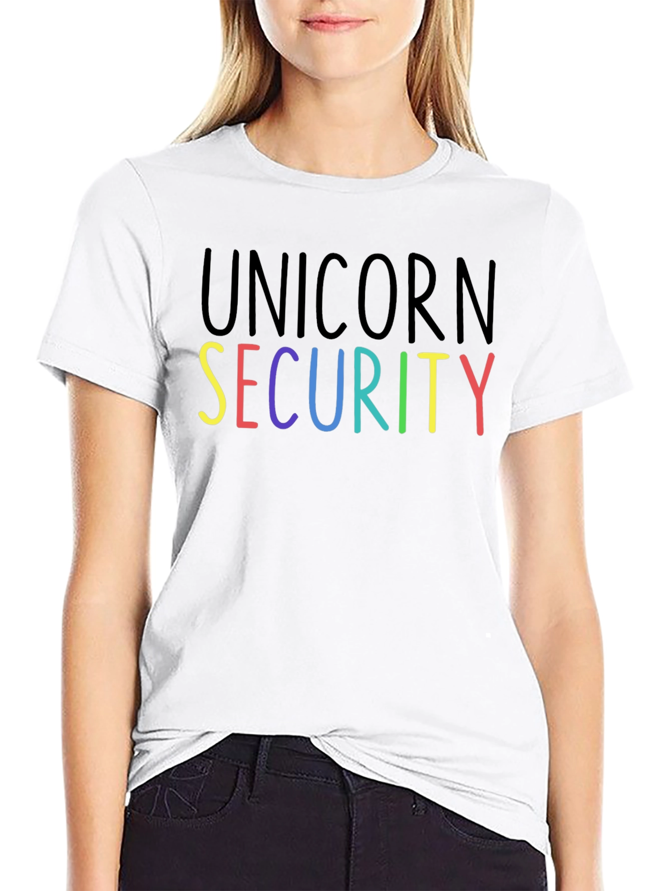 Black Unicorn Security Graphic T-Shirt - Black Crew Neck Tee view 9
