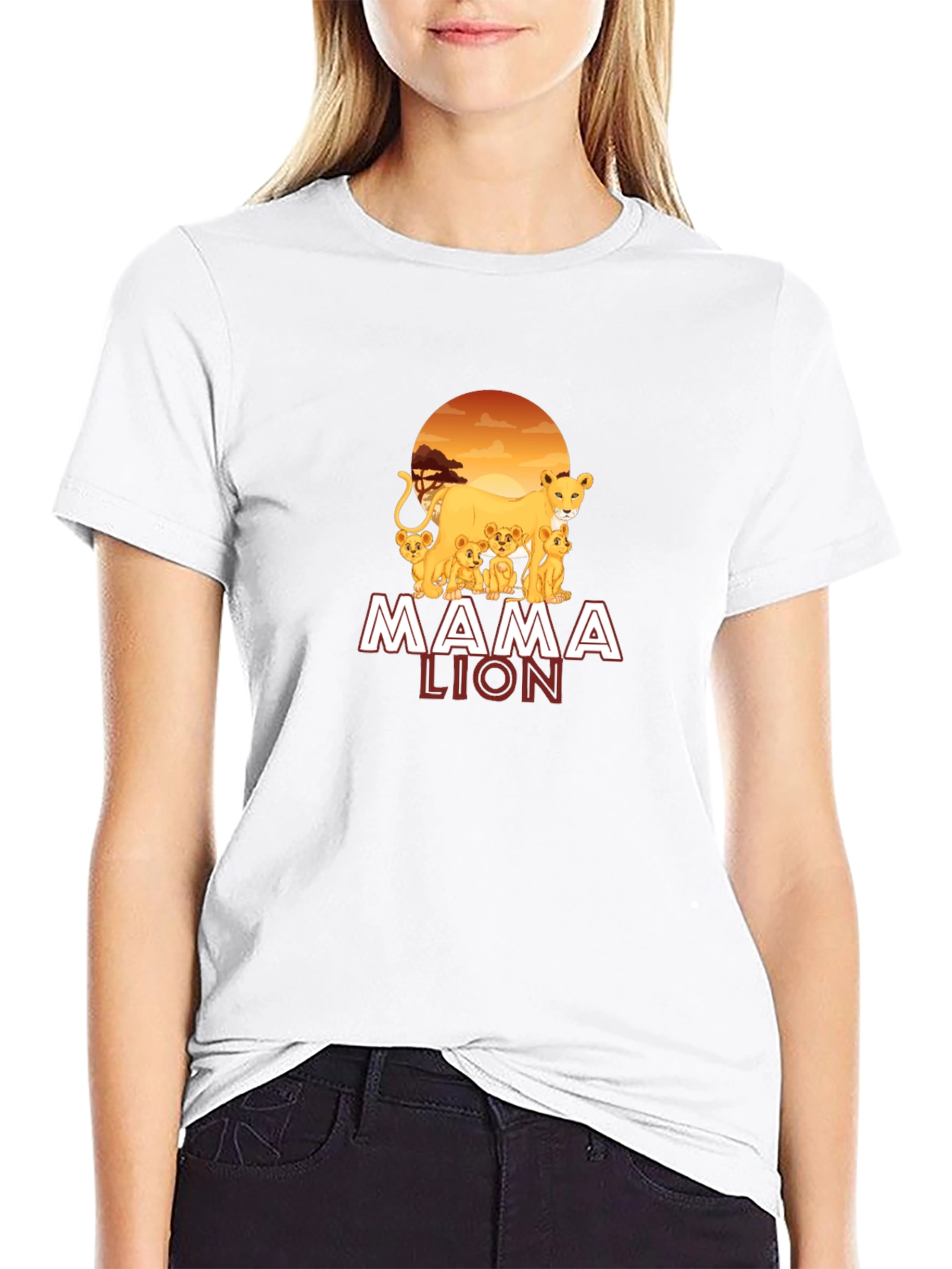 Black Mama Lion Graphic T-Shirt view 9