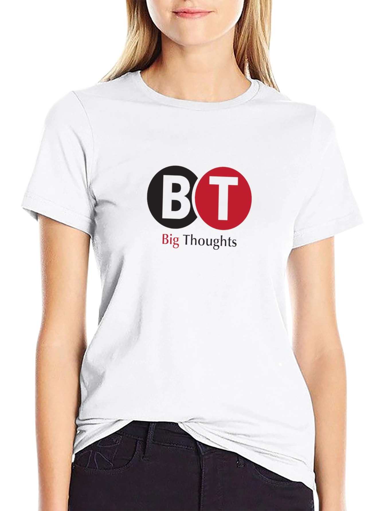 Black Big Thoughts Graphic Tee - Black Cotton T-Shirt view 9