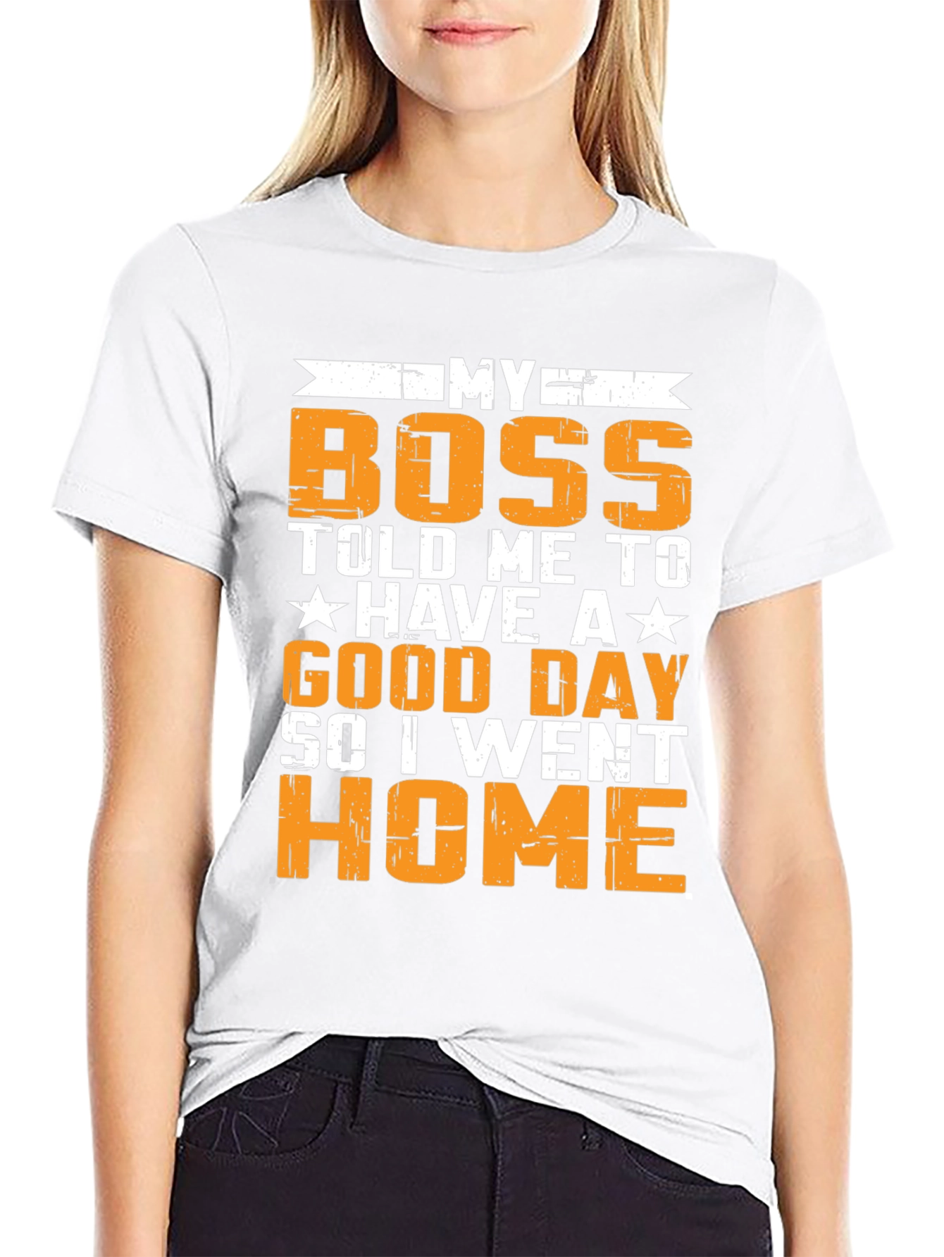 Black Funny "My Boss" Graphic T-Shirt view 9