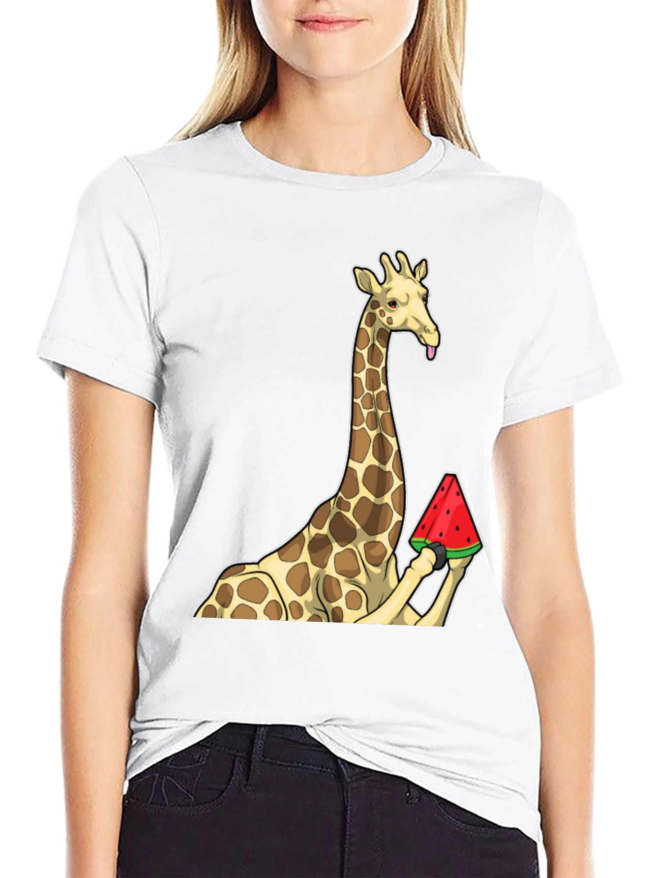 Black Giraffe Watermelon Graphic T-Shirt - Unique Design! view 9