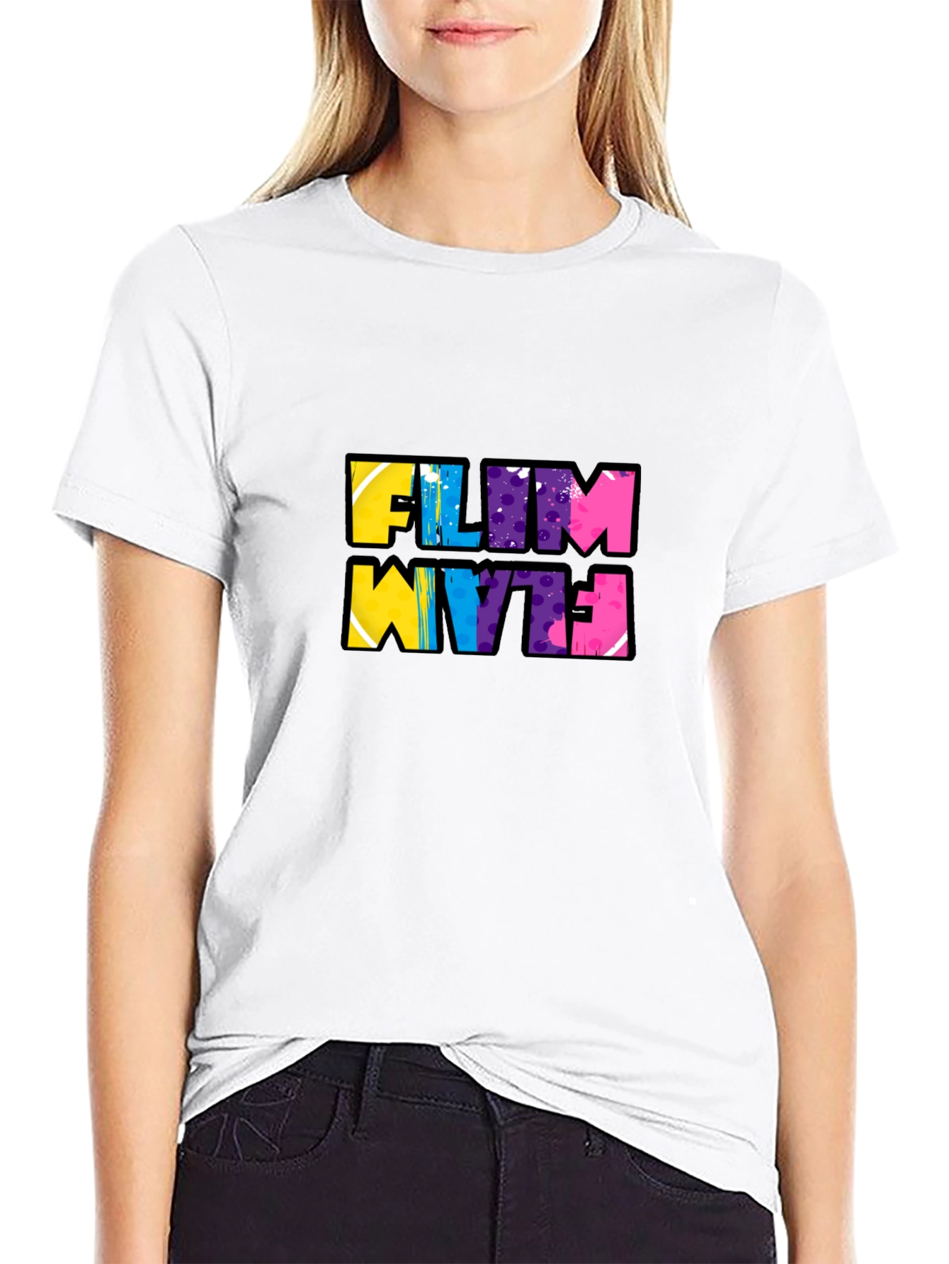Black Funky Flim Flam Graphic Tee - Black Cotton T-Shirt view 9
