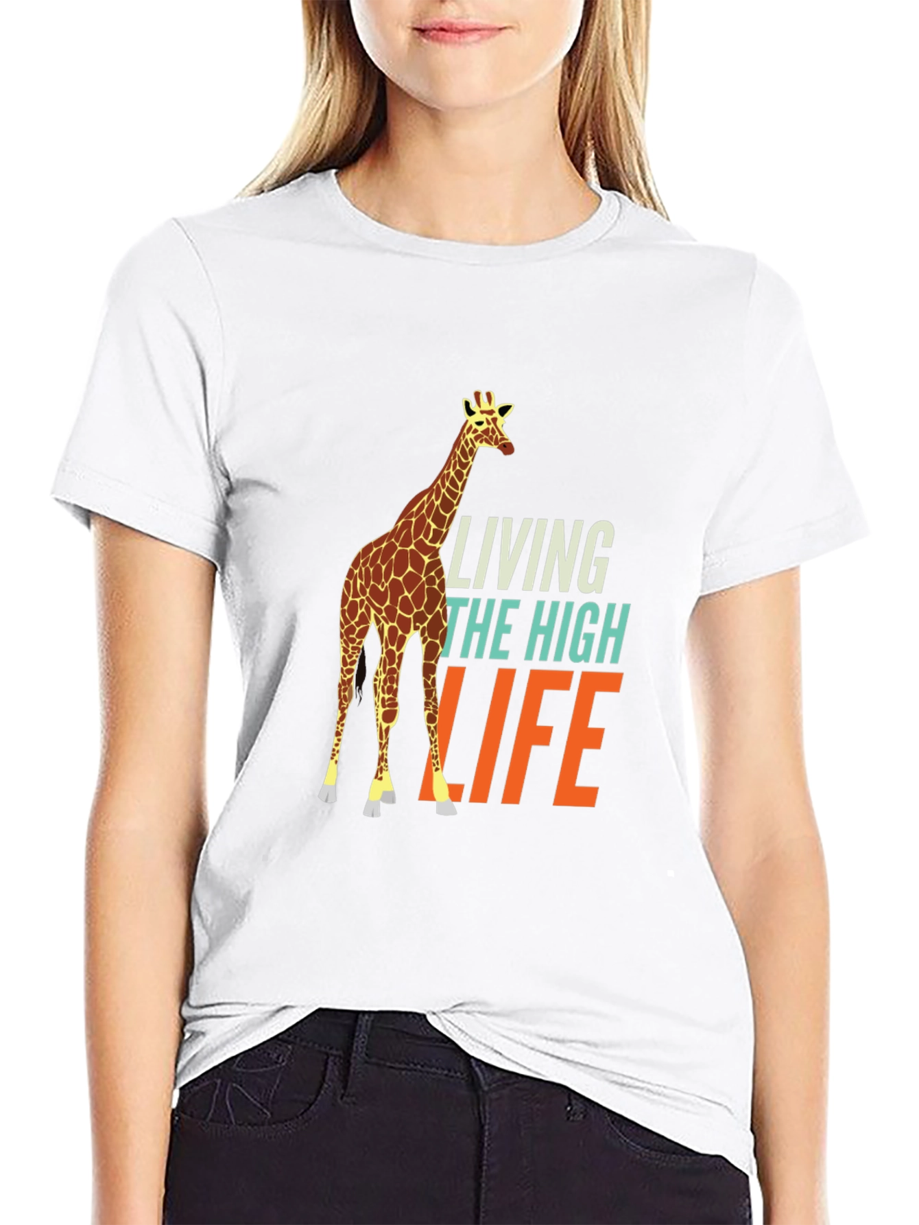 Black Living the High Life Giraffe Graphic Tee view 9
