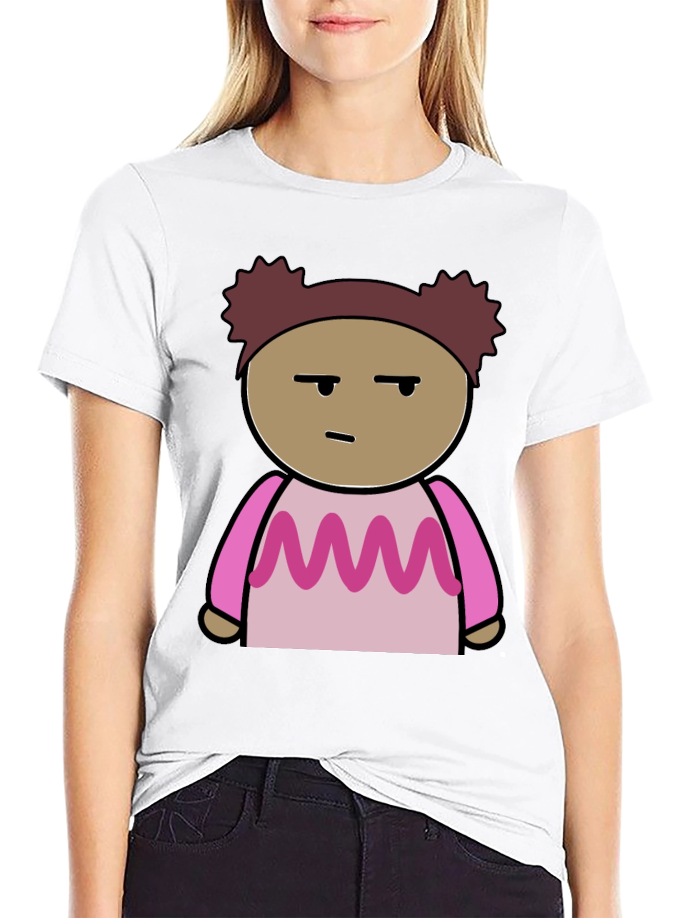 Black Cartoon Character Graphic Tee - Black Unisex T-Shirt view 9