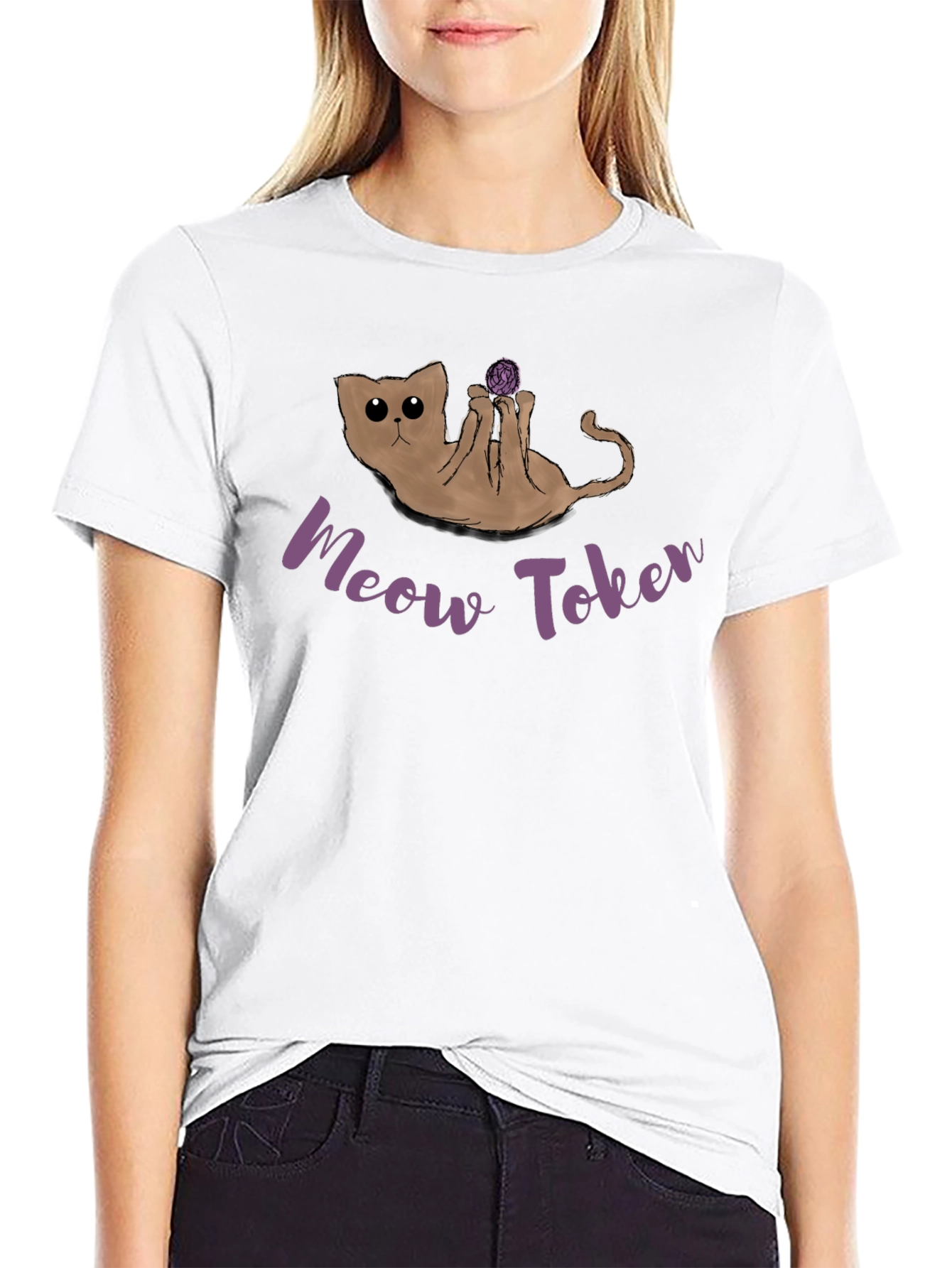 Black Meow Token Cat T-Shirt - Crypto Novelty Tee view 9