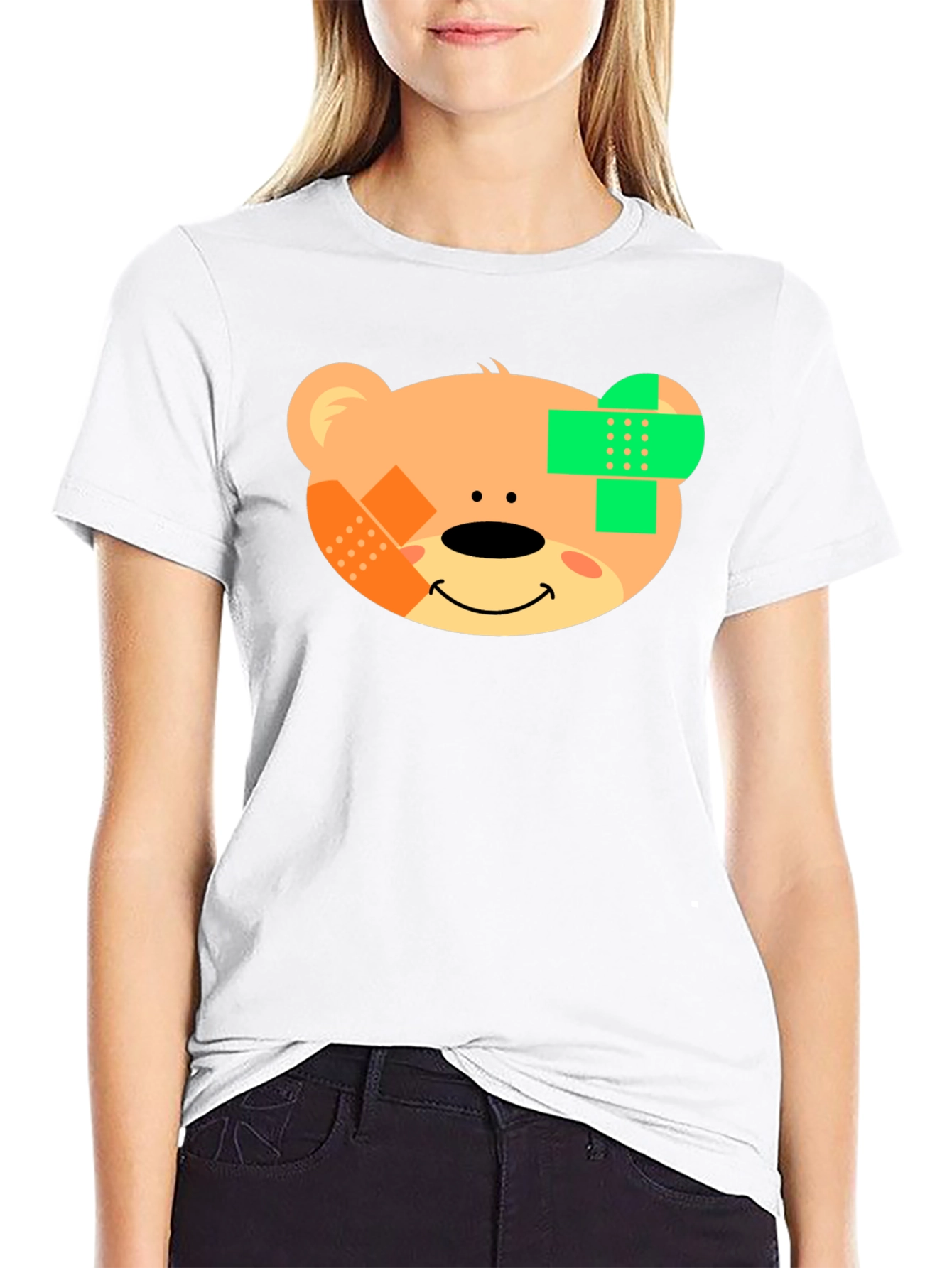 Black Cute Teddy Bear Bandage Black T-Shirt view 9