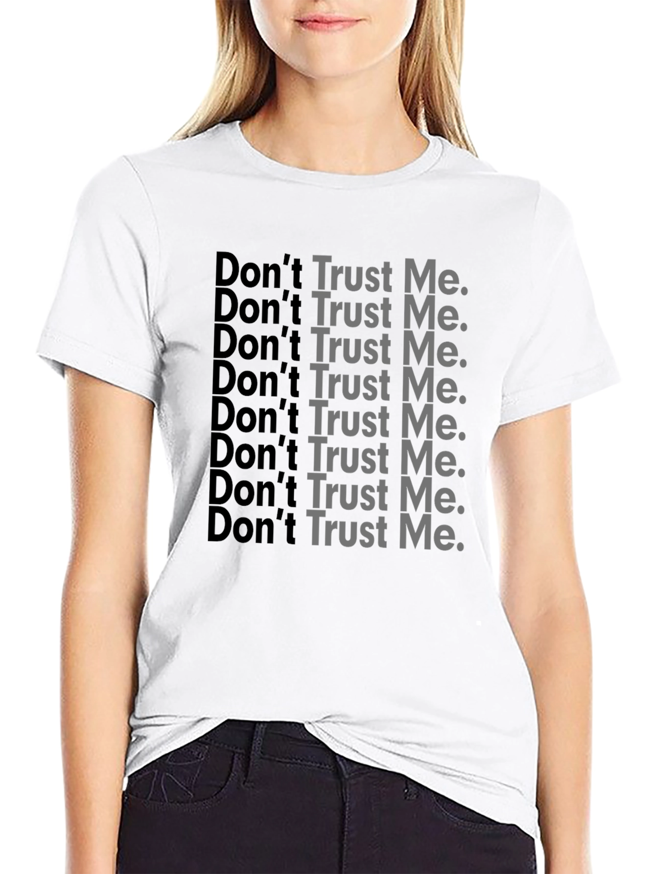 Black Don't Trust Me Graphic Print Black T-Shirt view 9