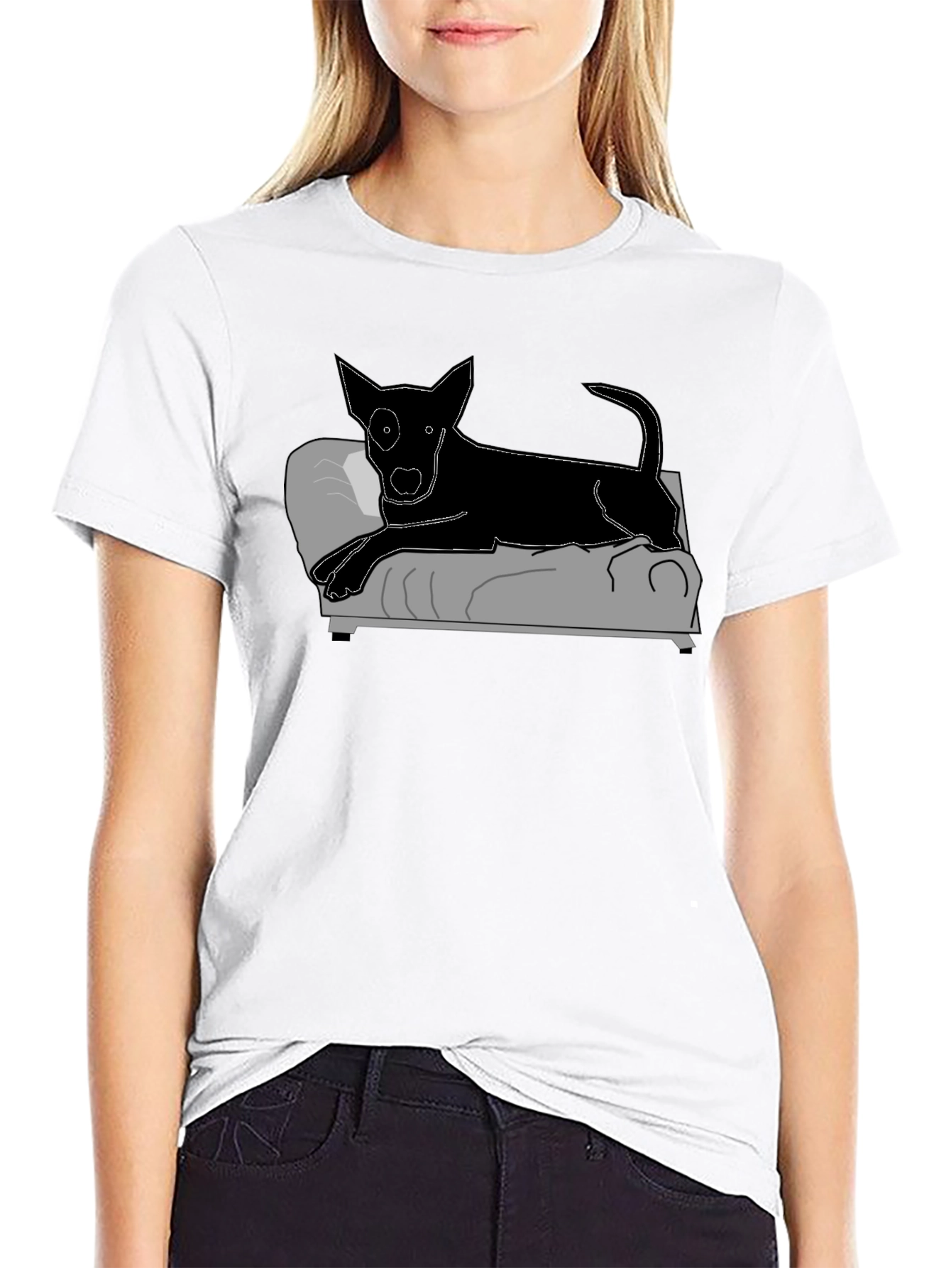 Black Dog on Couch Graphic Tee - Relaxed Style view 9
